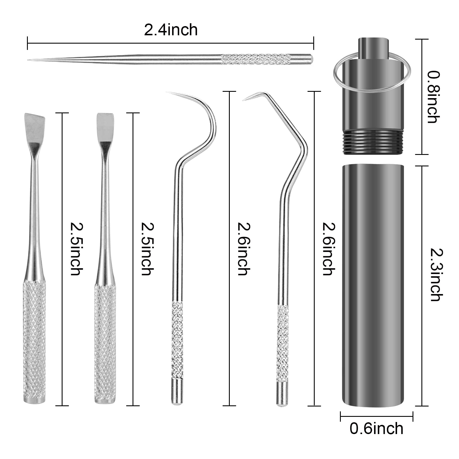 Jyplkcmt 5 Pieces 2 Set Portable Black Metal Toothpicks,Pocket Titanium Toothpick Stainless Steel Toothpick Reusable Toothpicks