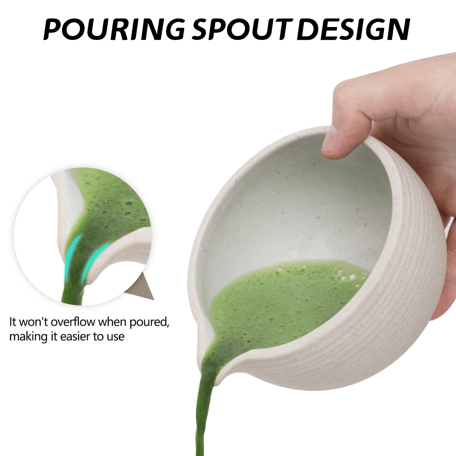 Artcome Japanese Matcha Tea Set, Matcha Bowl With Pouring Spout, Black Tea Tray, Matcha Whisk, Ceramic Whisk Holder, Matcha Powd