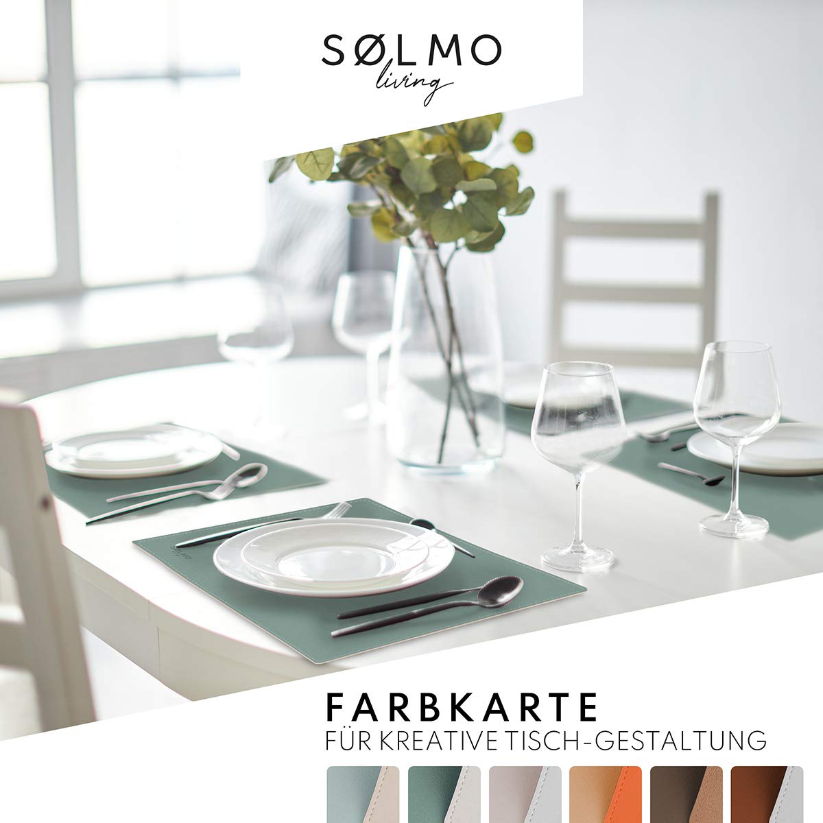 slmo I Designer Place Mat Made of PU Leather  44 x 32 cm  Heat-Resistant  Two-Tone  Wipe-Clean  Leather Place Mat  Children's Placemat  Blue (SkyBlue/Silver)