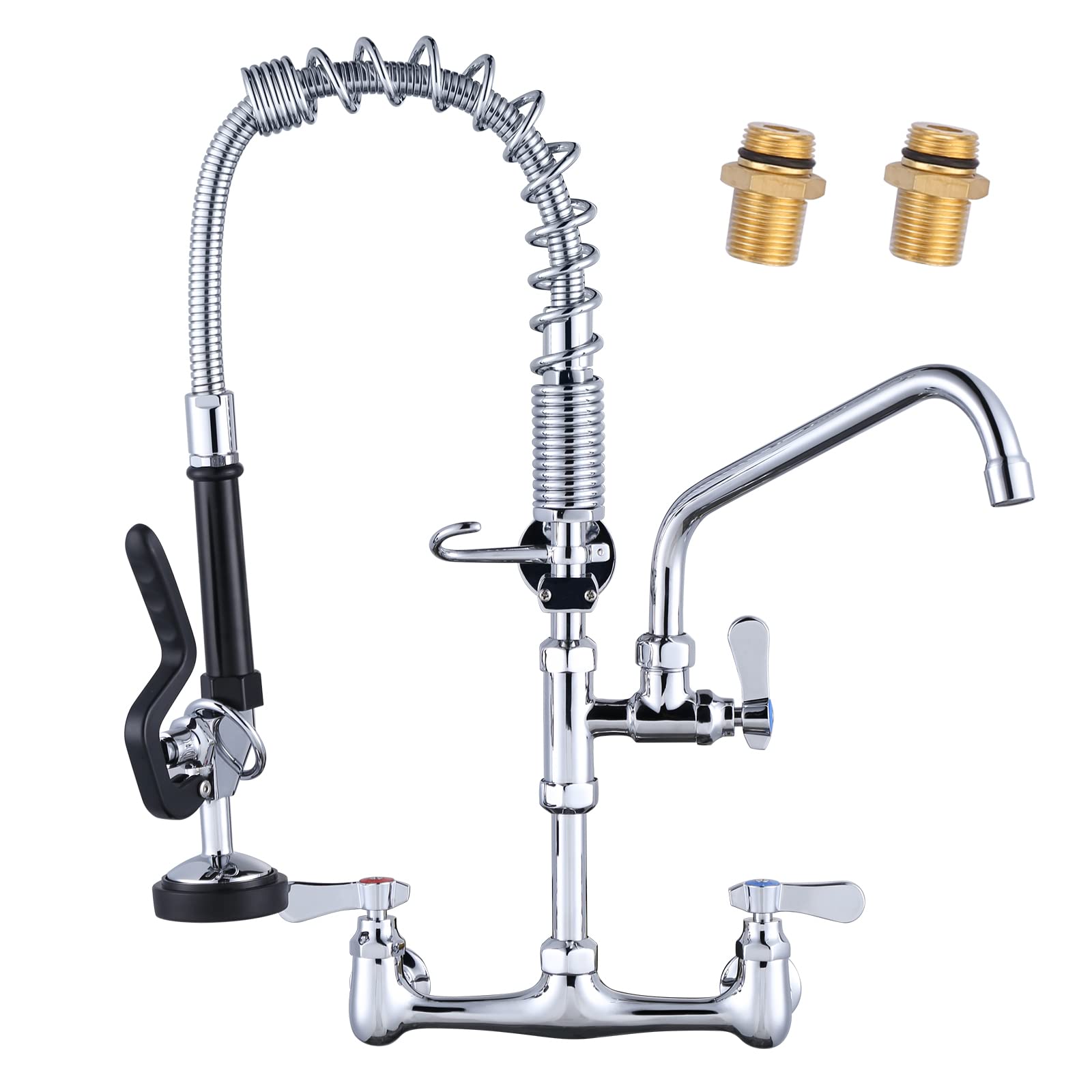 iVIGA Commercial Kitchen Faucet Wall Mount with Pre-Rinse Sprayer 21 Height Wall Mount Kitchen Sink Faucet 8 Inch Center with 10