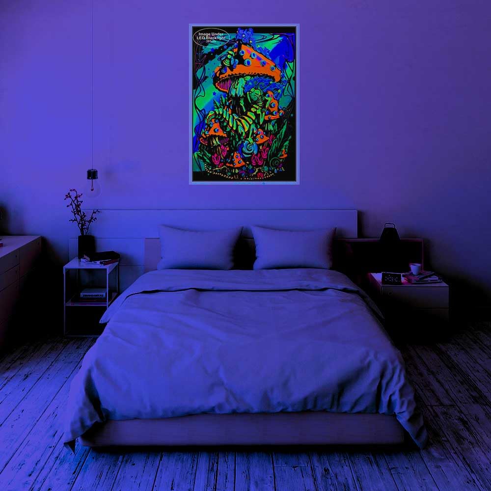 Mushroom Caterpillar - Laminated - Blacklight Poster - 23.5'' X 35.5''