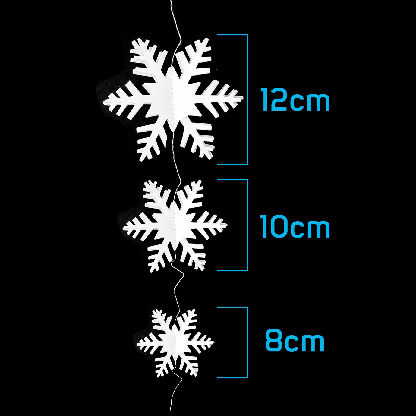 WXJ13 Christmas Hanging Snowflake Decorations, 2 Pack White 3D Snowflake Garland for Winter Xmas Home Decor