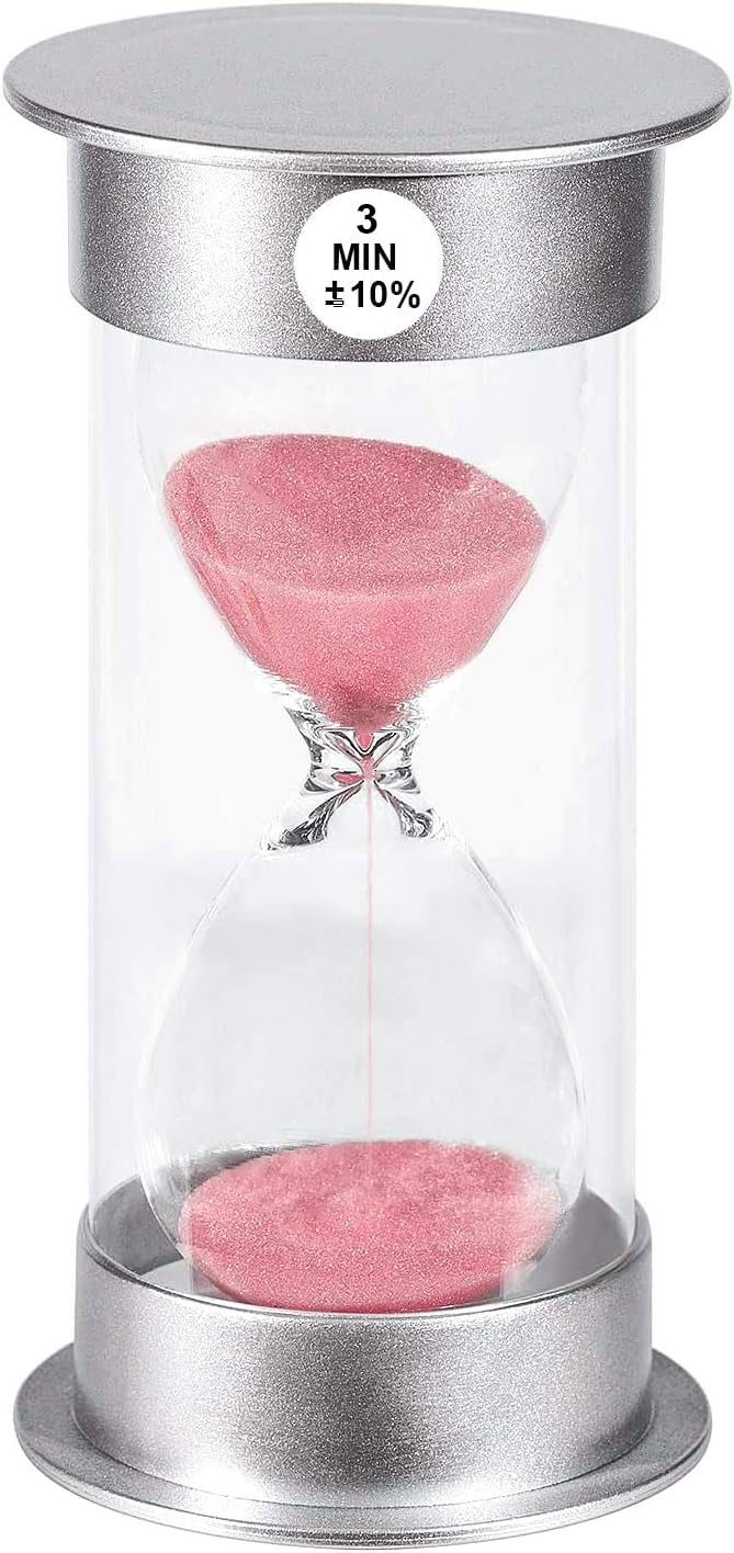 Suliao 3 Minute Hourglass Timer Sand Clock: Unbreakable Pink Sand Watch 3 Min, Colorful Plastic Hour Glass Sandglass For Games,