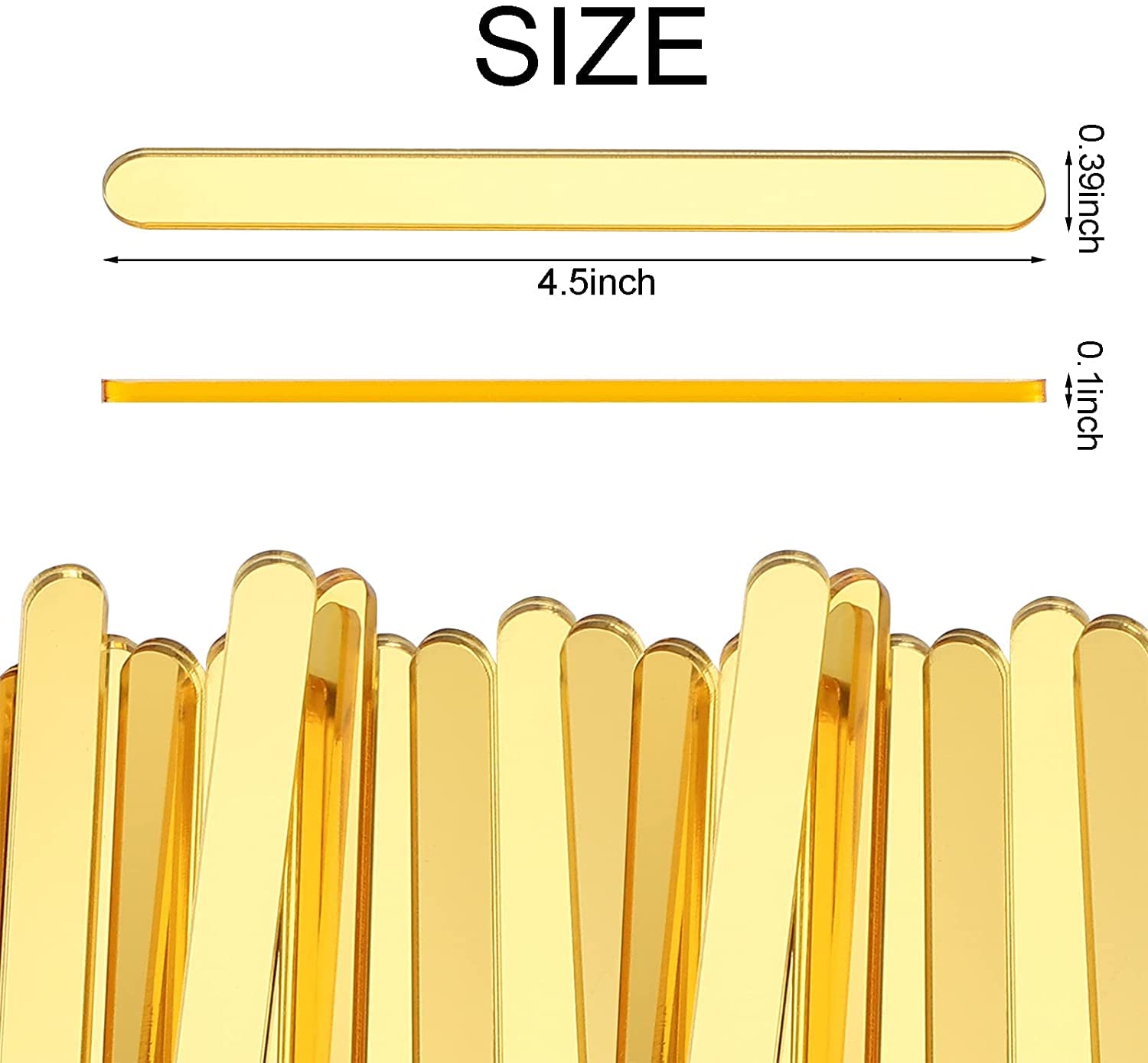 50Pcs Acrylic Cakesicle Popsicle Sticks, Plastic Gold Popsicle Sticks For Cakesicles, Reusable Popsicle Mold Sticks, 4.5    Cake