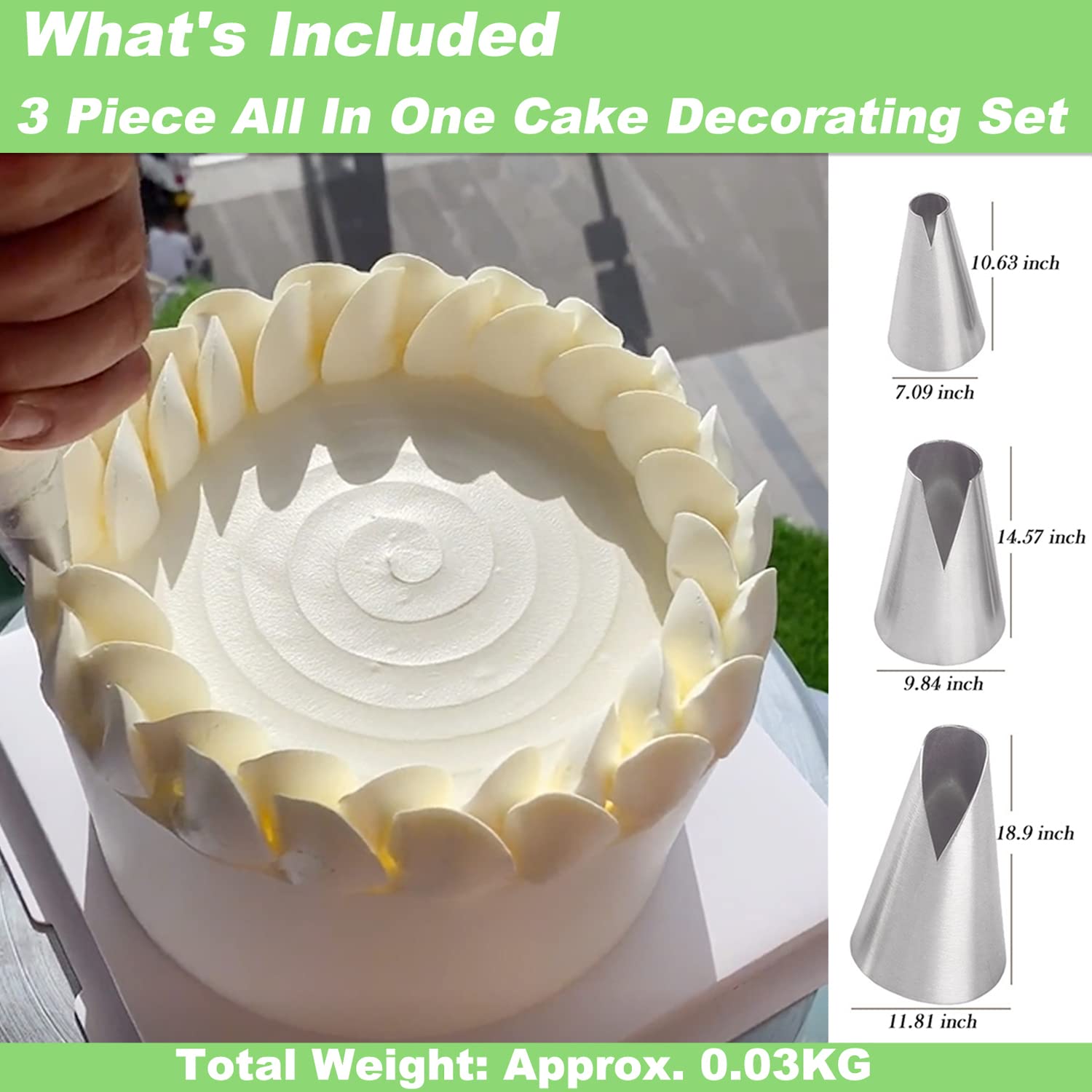 Suuker 3 Pcs Russian Piping Tips Set,V-Shaped Wave Nozzles Piping Kit For Pastry Cupcakes Cakes Cookies Decorating Stainless Ste
