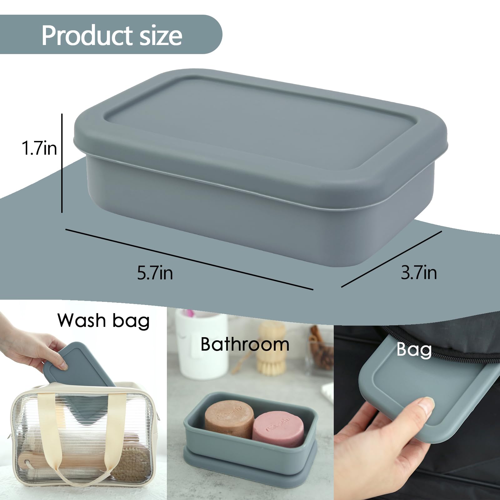 Large Travel Soap Case Leak Proof, Silicone Shampoo Bar Holder, Soap Container With Draining Layer, Slip-Resistant Portable Bar