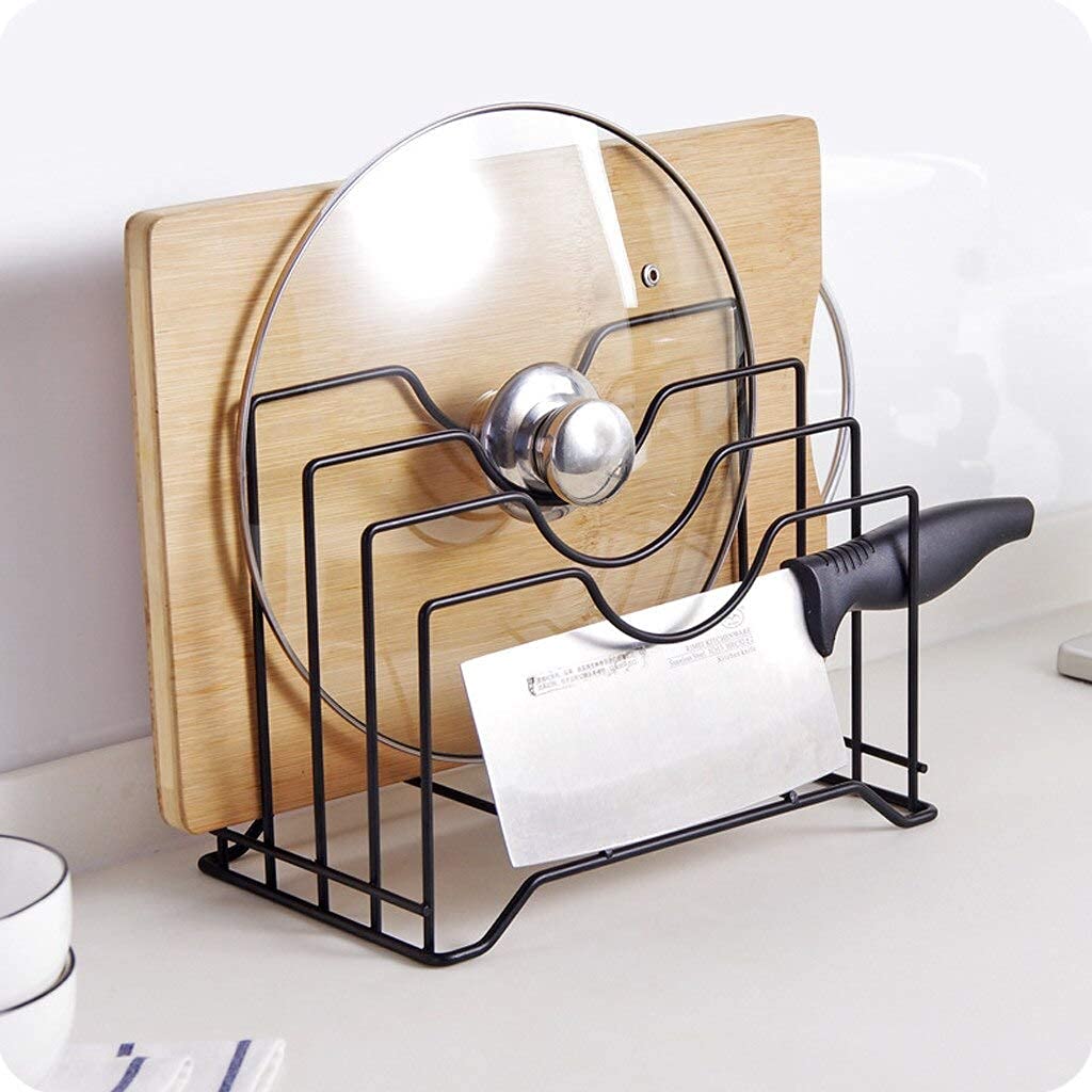Asterin Sales 4 Slot Stainless Steel Kitchen Cabinet Pantry Pan And Pot Lid Organizer Rack Holder Multifunctional Kitchen Cookwa