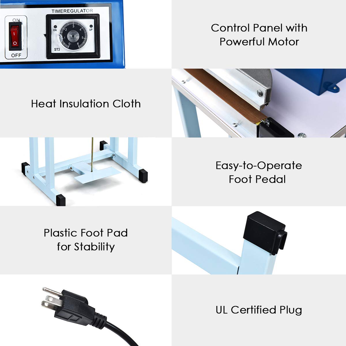 Goplus 110V 12'' Foot Pedal Impulse Sealer With Cutter, Heat Seal Closer Plastic Bag Sealing Machine, Cutting Machine, Ideal For