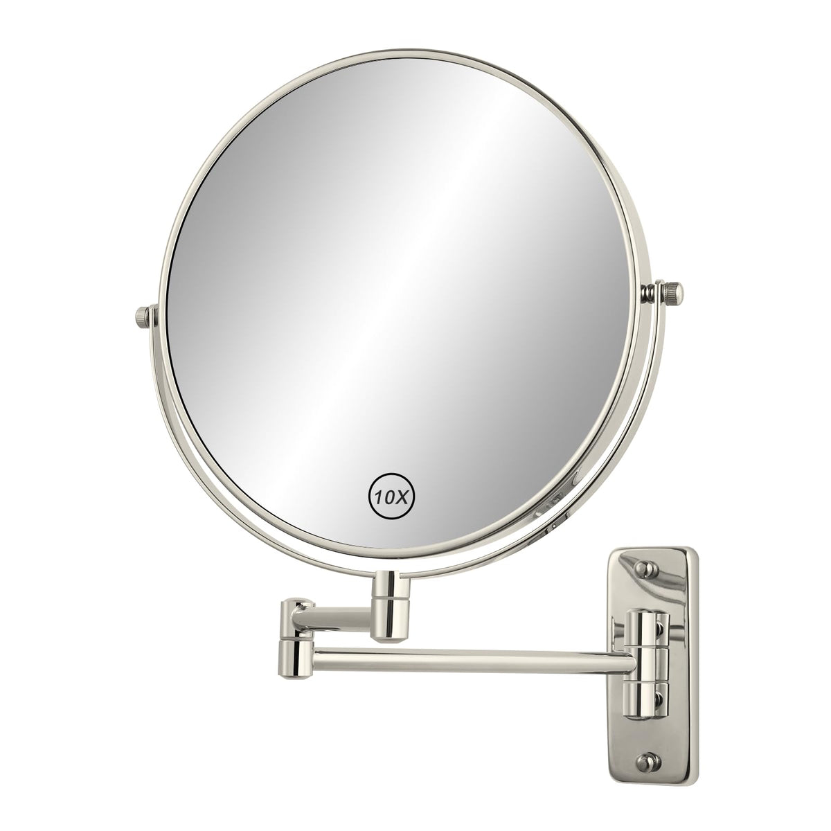 Ffowcye 8'' Wall Mounted Makeup Mirror, 1X/10X Wall Mount Magnifying Mirror With Double Sided Folding Extendable Arm 360 Rotatio