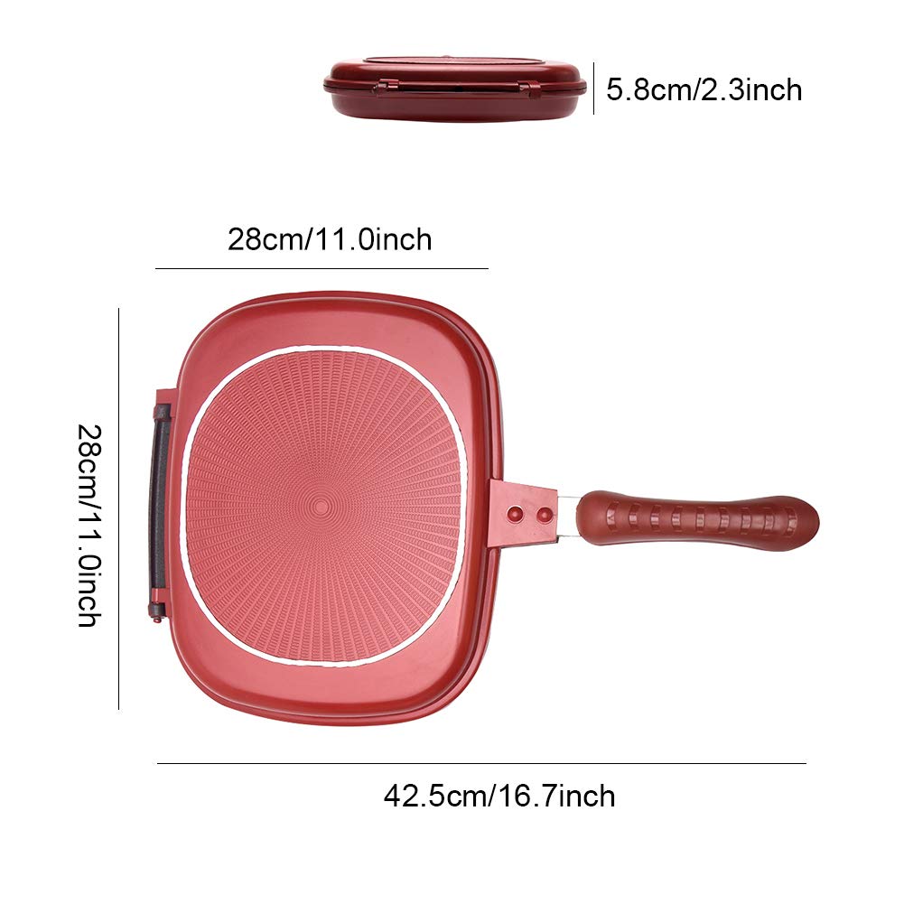 Square Double Sided Frying Pan, Kitchen Non-Stick Baking Pancake Pan Omelette Trays, Indoor/Outdoor Camping Sandwich Toaster Gri