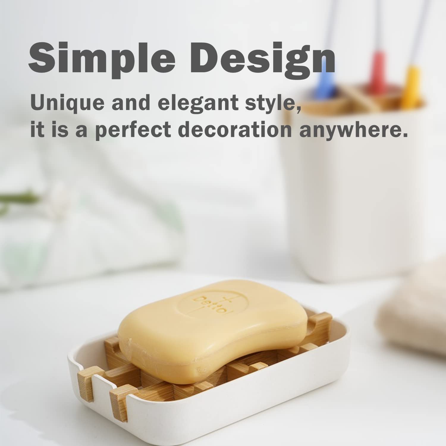 Bamboo Soap Dish, Bar Soap Holder Self Draining Soap Dishes For Shower Bathroom Kitchen Sink, Eco-Friendly Wooden Soap Savers Dr