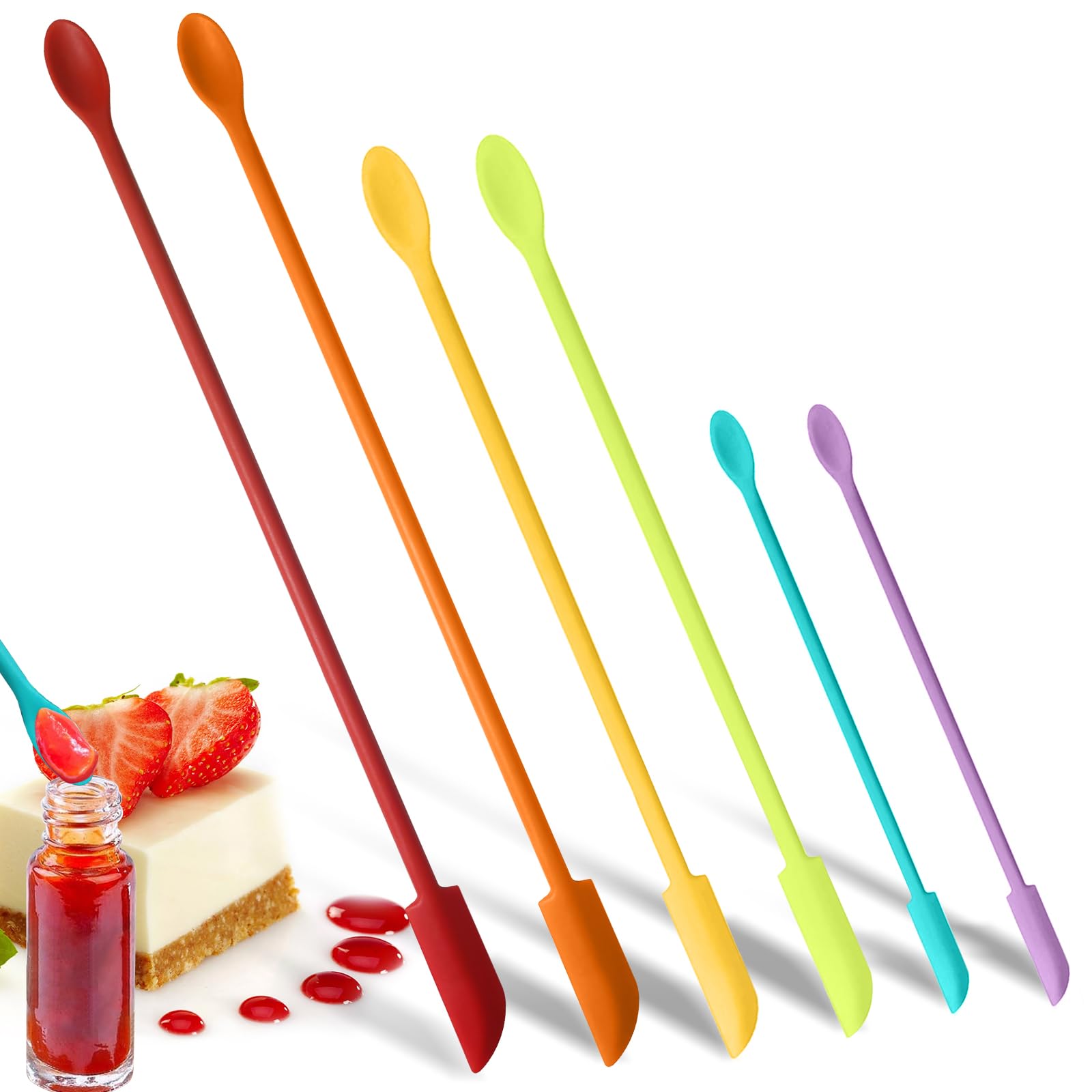 Dufeimoy Colorful 6 Pcs Mini Spatula Silicone Spatula Set, Makeup Spatula Tiny Spatulas For Cosmetics, Small Spatula Beauty Spat