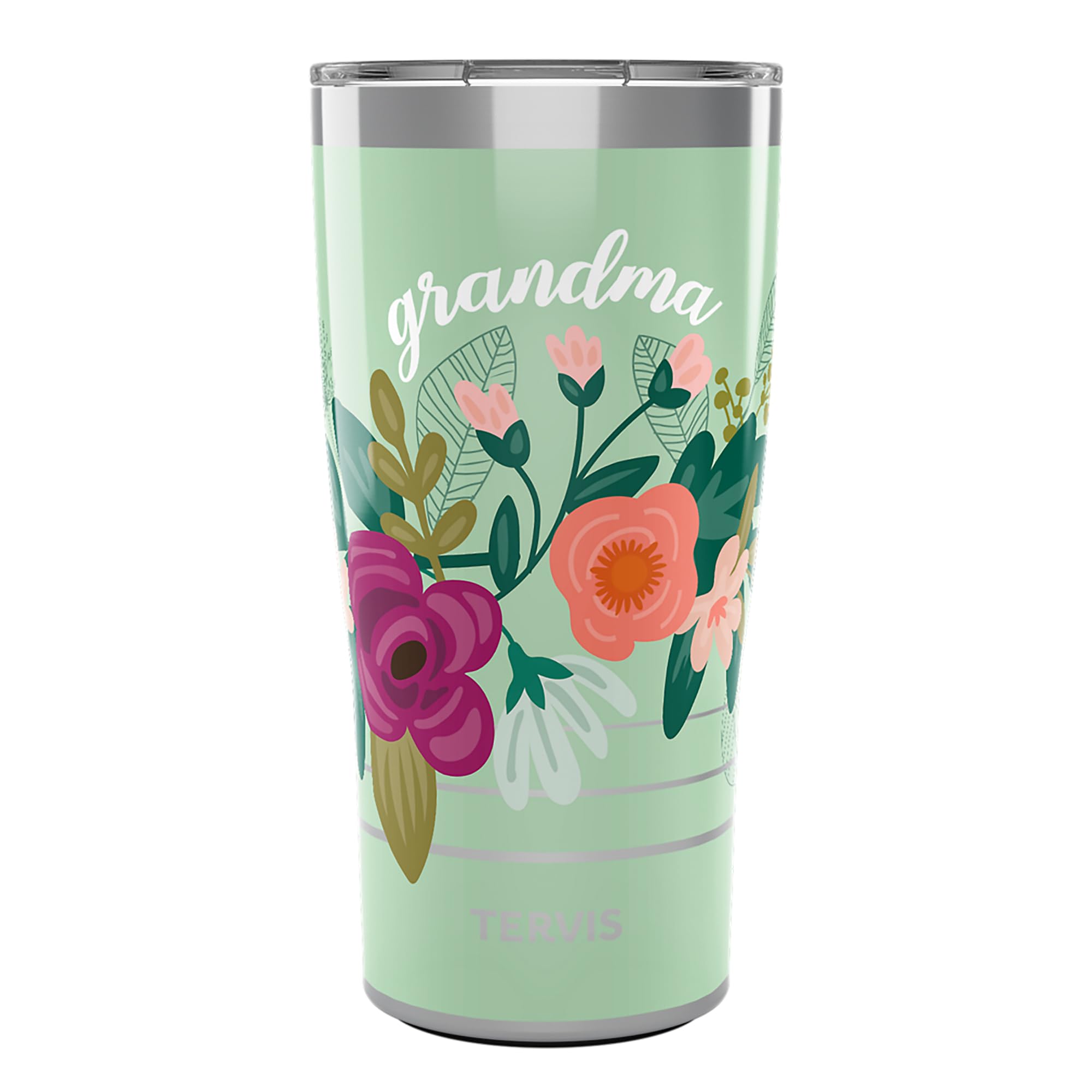 Tervis Traveler Grandma Floral Triple Walled Insulated Tumbler Travel Cup Keeps Drinks Cold & Hot, 20oz, Stainless Steel