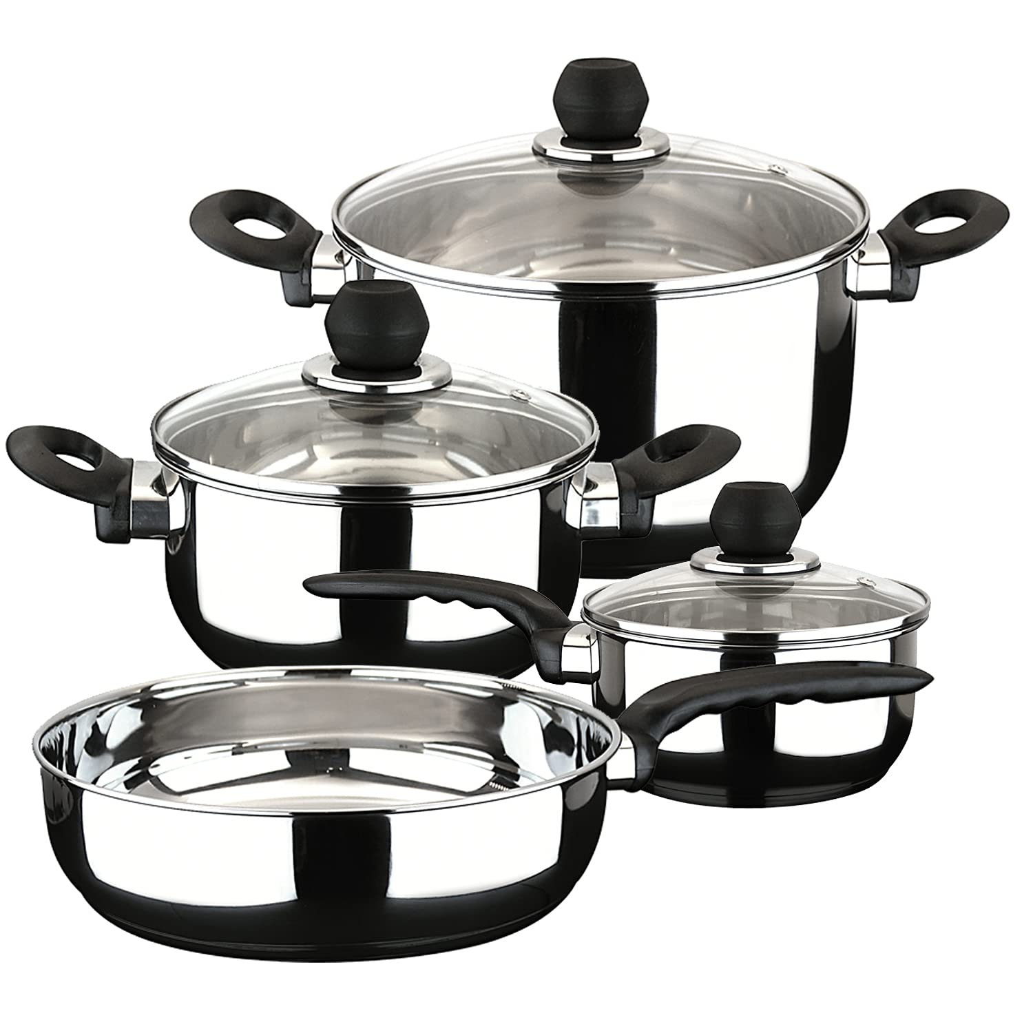 MAGEFESA  Practika pot an pan set, 7 Piece, this cookware include Stockpot, Stew pot, Saucepan, Deep saut  , Stainless Steel, co