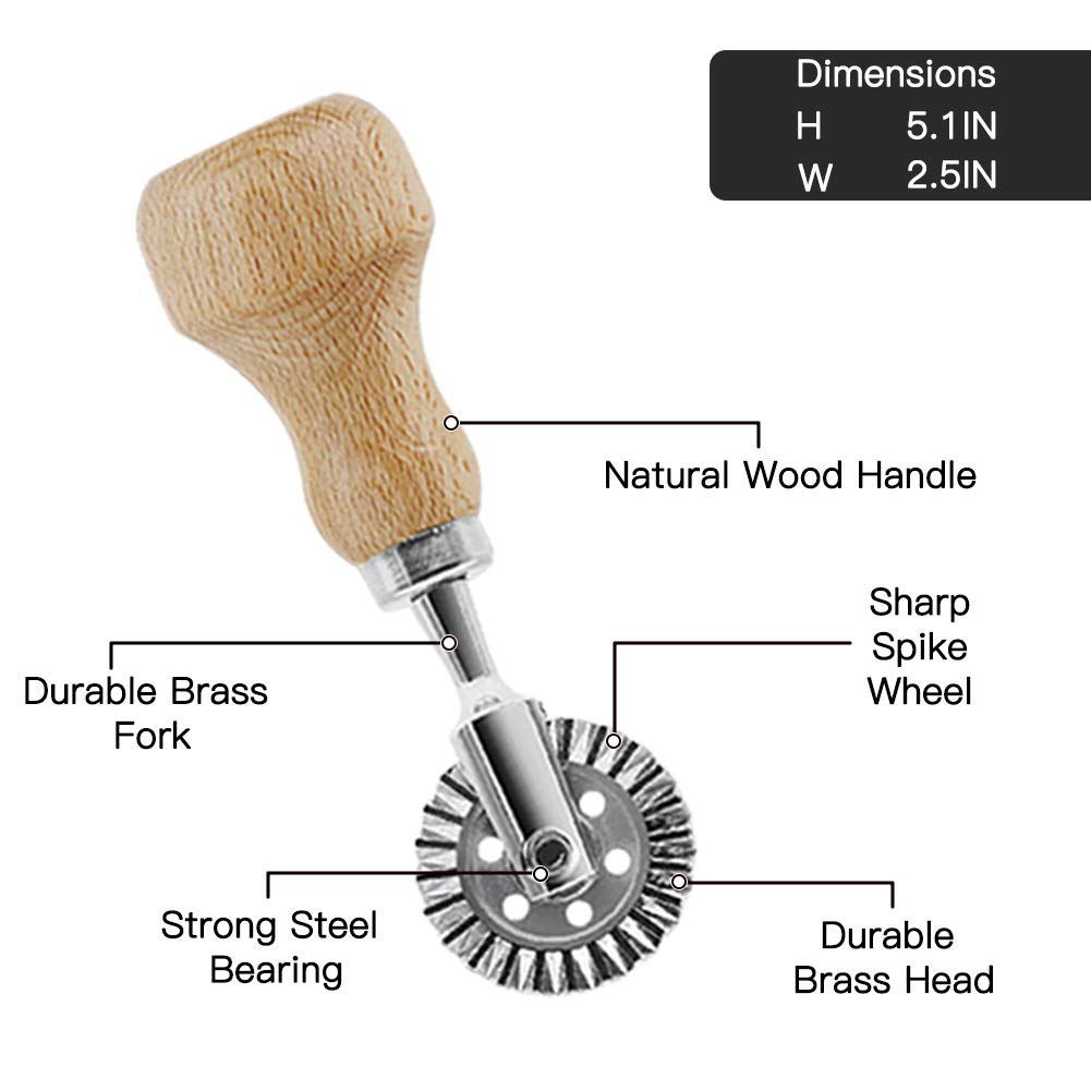 Master Feng Ravioli Stamp Maker Cutter With Roller Wheel Set, Mold With Wooden Handle And Fluted Edge, Pasta Press Kitchen Attac