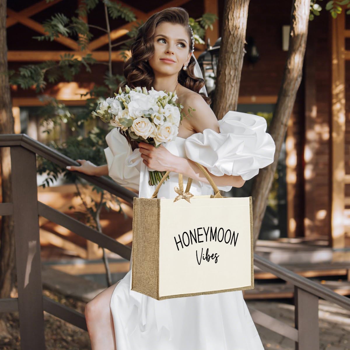 KongMoTree Bride Bag, Bride Gifts, Bridal Shower Gifts, Brides Canvas Tote Bag, Wedding Bachelorette Honeymoon Vibes Gift Brides