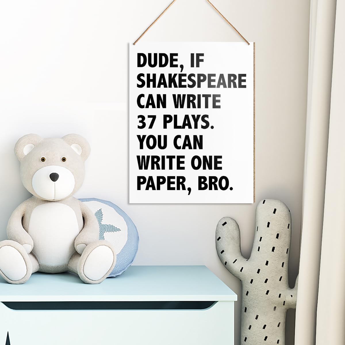 UDNADKEX Funny English Classroom Wall Sign Hanging Decor, High Middle School English Classroom Wooden Decor Writing Decoration,