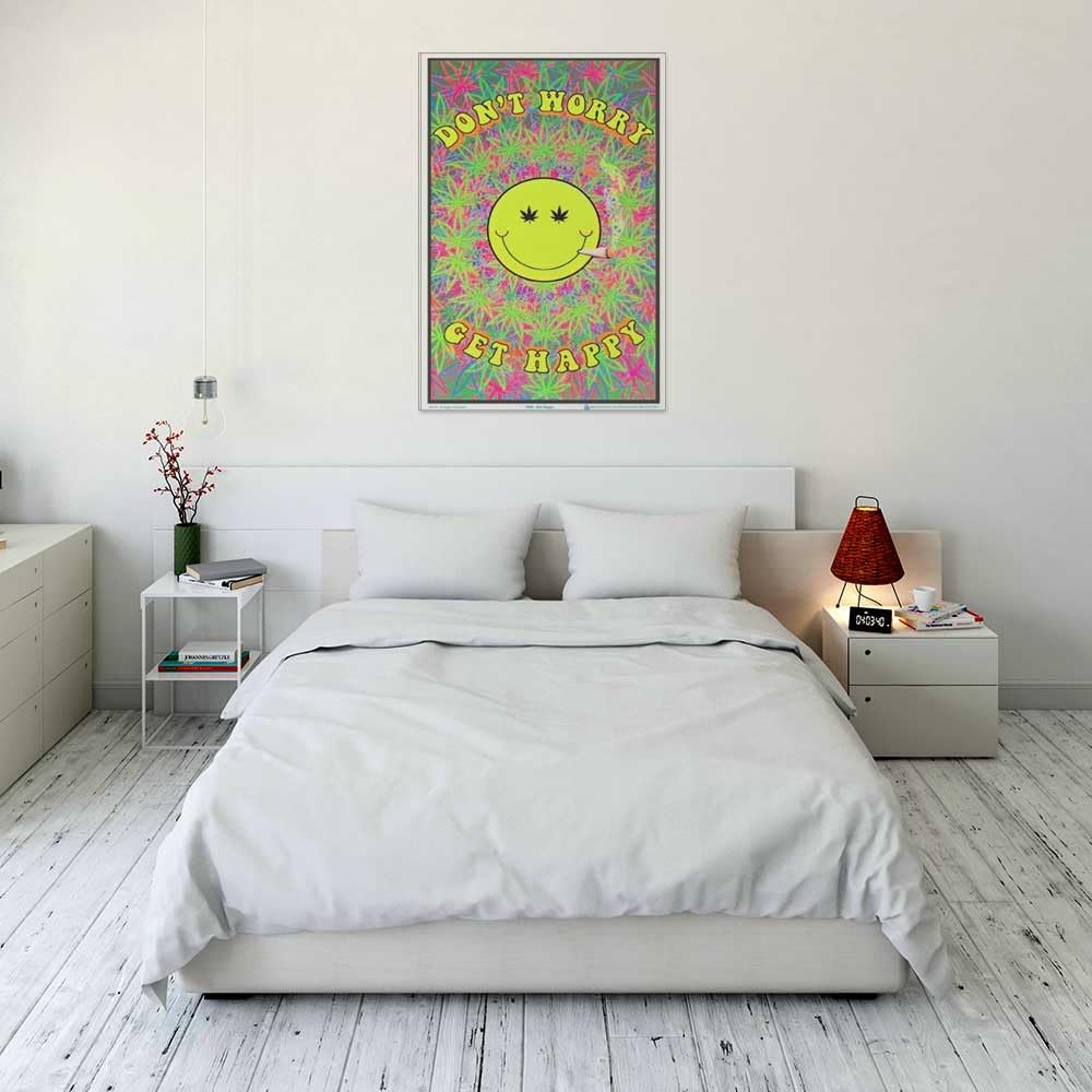 Don'T Worry Get Happy - Flocked - Blacklight Poster - 23'' X 35''