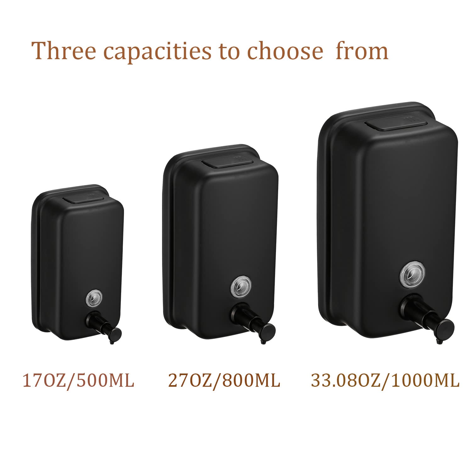 Matte 304 Stainless Steel Soap Dispenser, Commercial Soap Dispenser Wall Mounted, Strong Anti-Rust And Waterproof For Bathrooms,