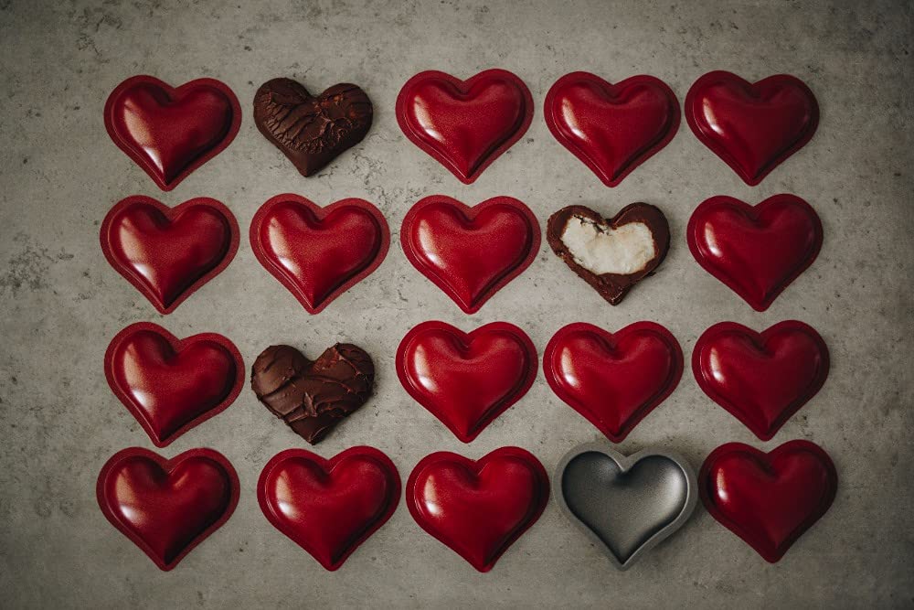 Culimi Mini Tart Pan Heart - 20 Piece Batticuori Cuore Tartelette Form Tin For Baking - Non-Stick Coating Love Tin