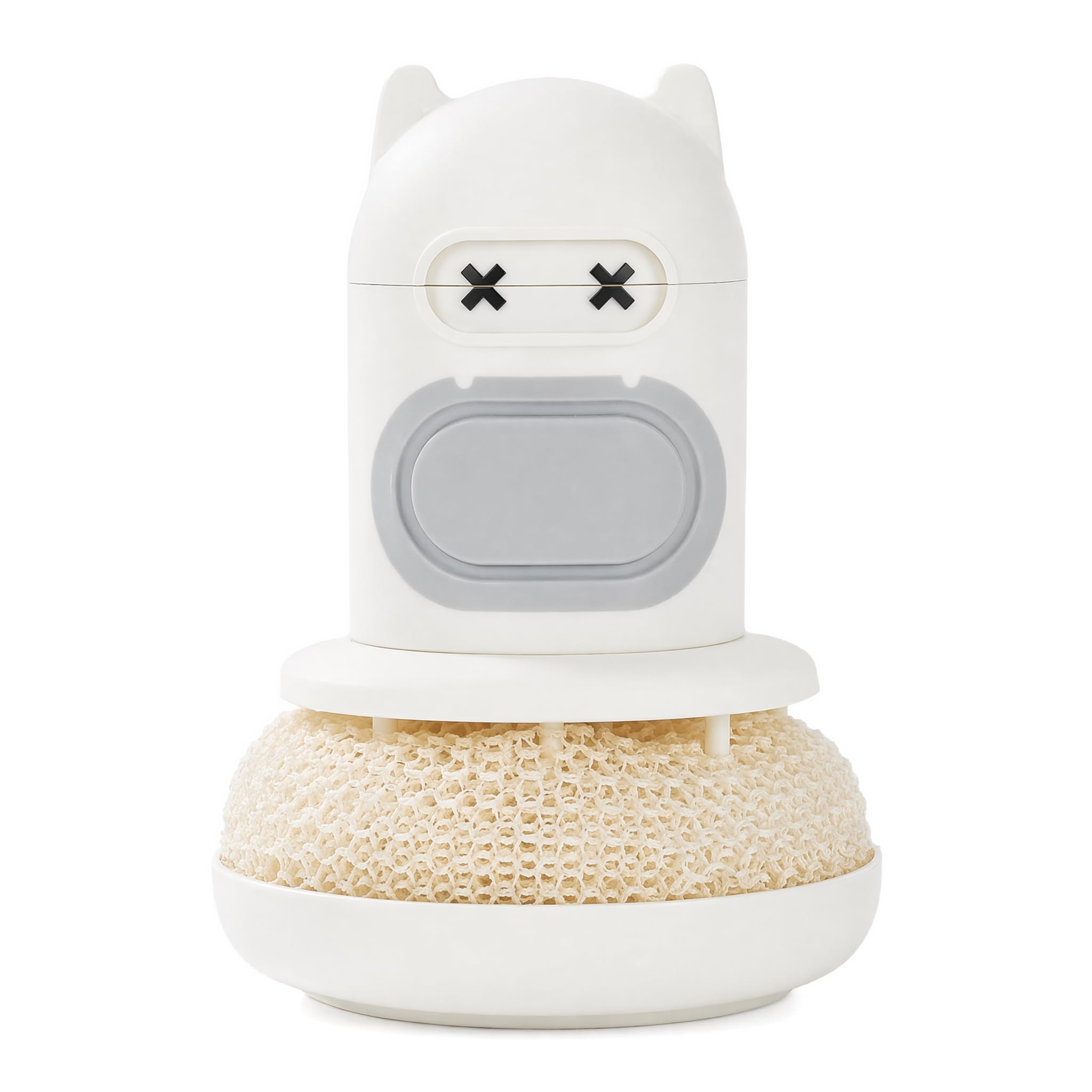 Soap Dispensing Dish Brush Cute Ninja Kitchen Scrubber for Pots and Pans Fun Palm Scrub Brush with Soap Reservoir and Replaceabl