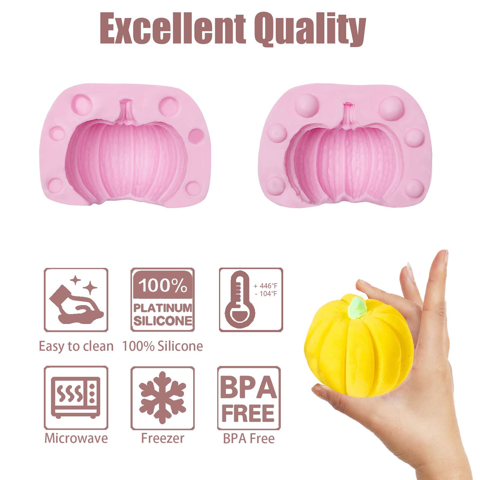 3D Pumpkin Candle Epoxy Silicone Molds 8 Pcs, Autumn Pumpkin Chocolate Candy Fondant Mold For Fall Halloween Thanksgiving Baking