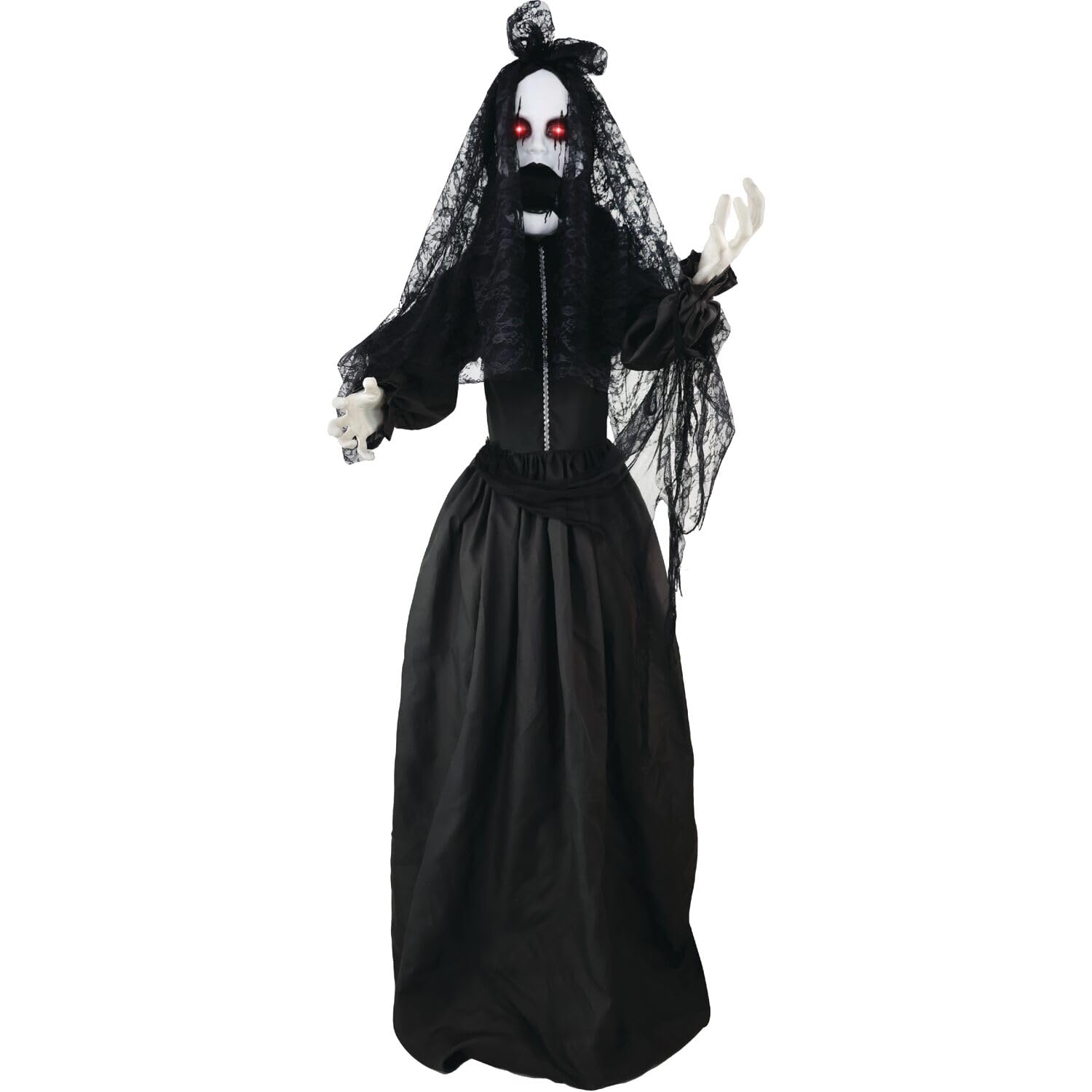 Haunted Hill Farm Lifesize 5.5-Ft Animatronic Scary Demon Bride with Touch Activated Lights and Sound, Battery-Operated Indoor o