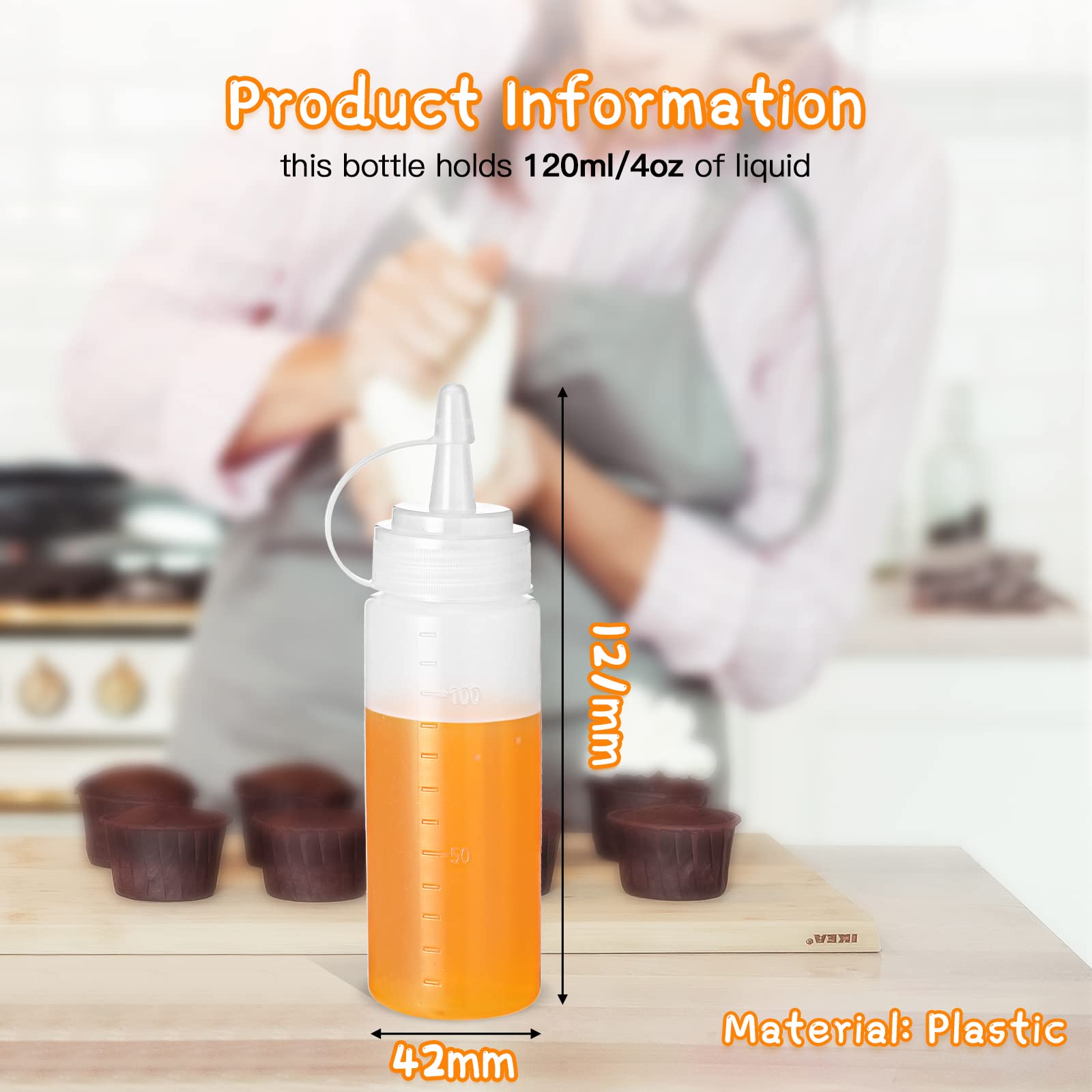 60 Pieces 4 Oz Plastic Condiment Squeeze Bottles Small Squirt Bottles For Cooking With Twist On Cap Lids Clear Ketchup Bottles S