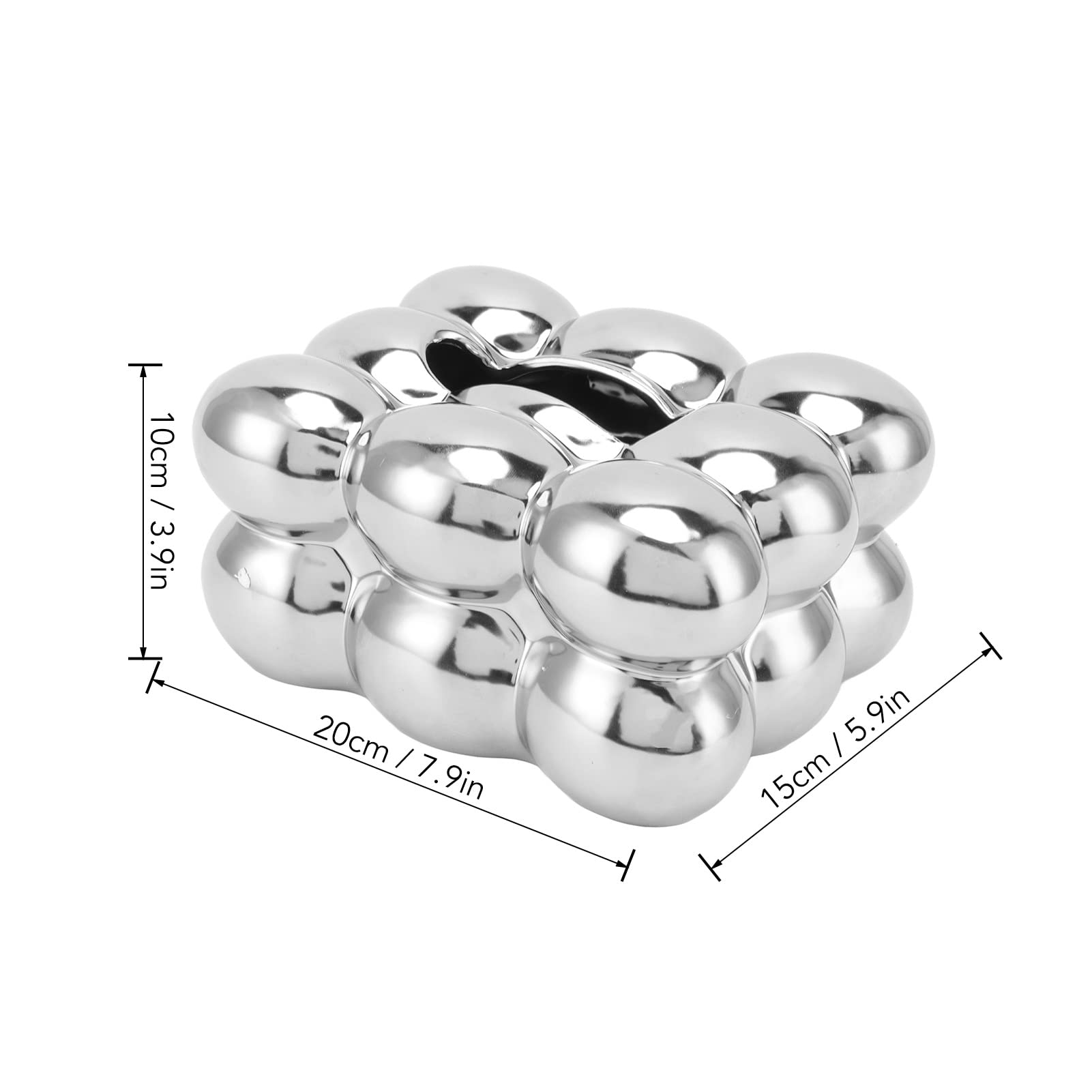 Chiciris Electroplated Ceramic Tissue Box Cover, Tissue Box Holder Case Decorative Elegant Facial Tissue Napkin Dispenser Box Fo