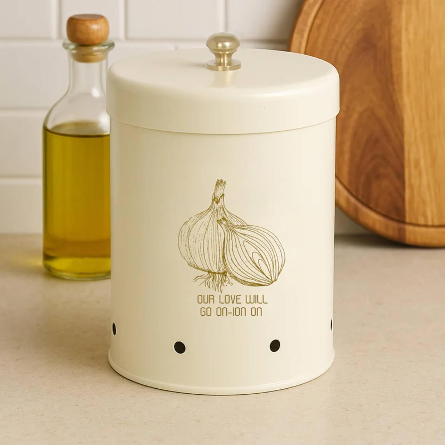 Elan Country Metal Onion Storage Bin, Vegetable Organizer For Kitchen,Storing Onion 1.5 Kg (Off White)