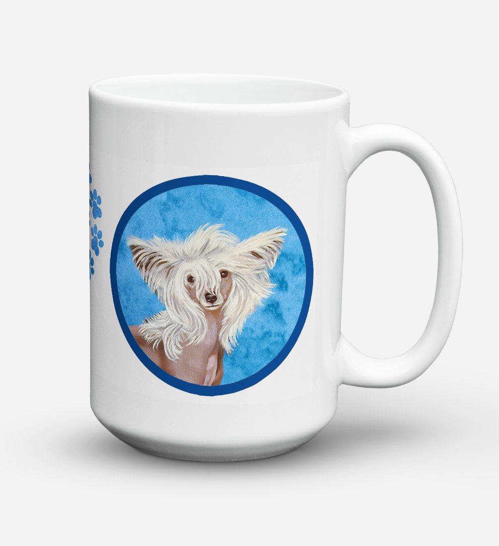 'Caroline's Treasures LH9392BU-CM15 Chinese Crested Microwavable Ceramic Coffee Mug, 15 oz, Multicolor''