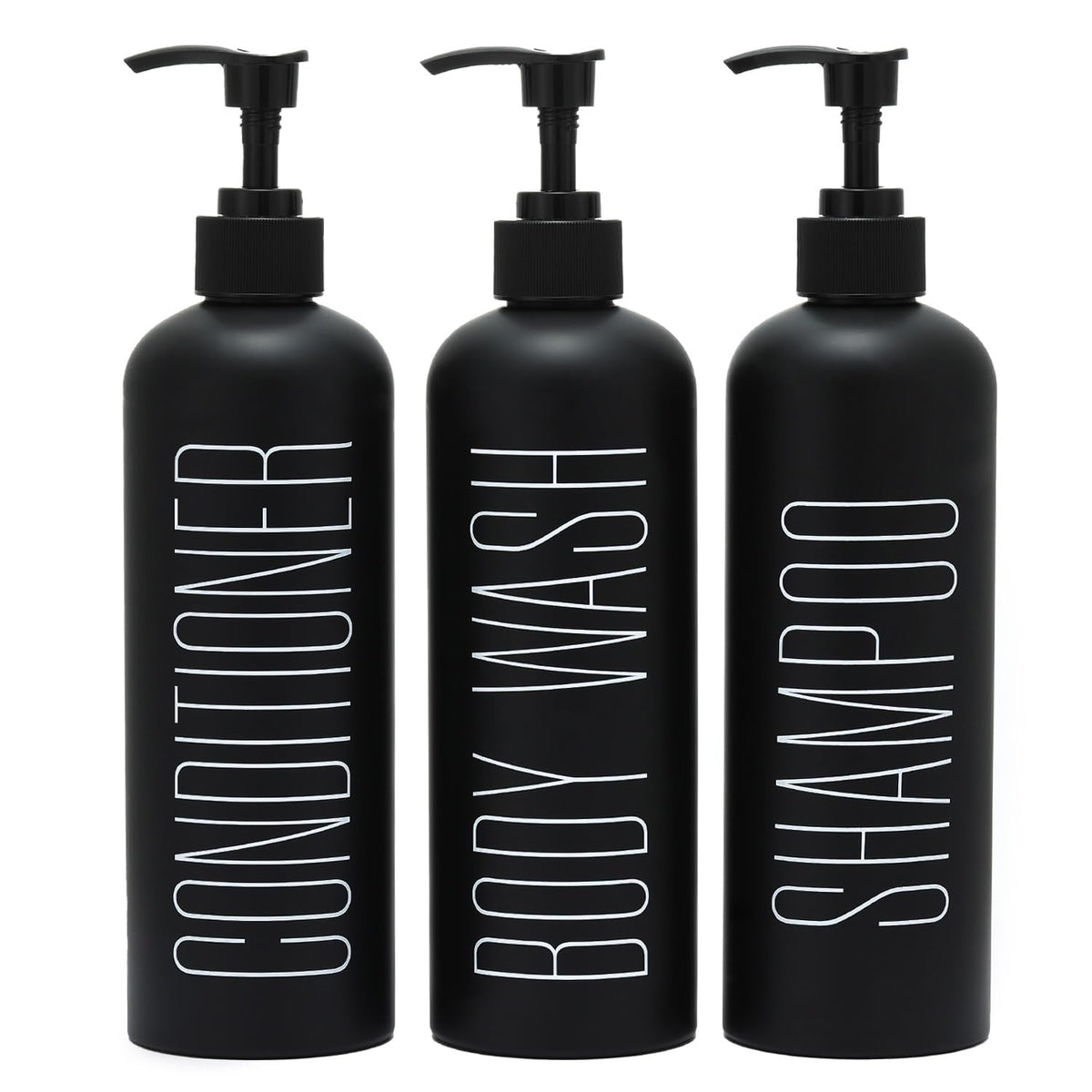 Homcdaly Black Shampoo And Conditioner Dispenser, 16Oz 3-Pack Refillable Shampoo And Conditioner Bottles, Shampoo Bottles, Shamp