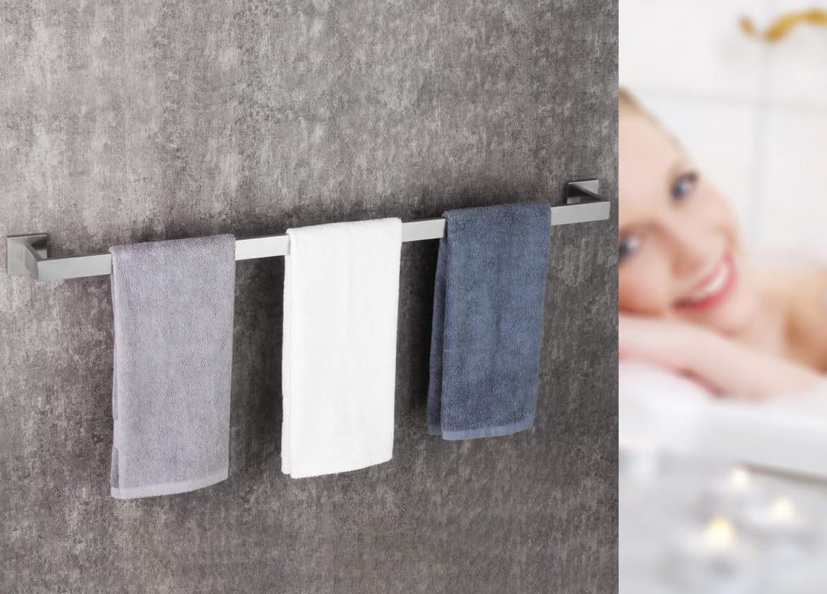 36 Inch Towel Bar 2 Pack For Bathrooms 12/16/24/28/32/36 Inch Stainless Steel 304 Brush Nickel Towel Holder Modern Square Towel