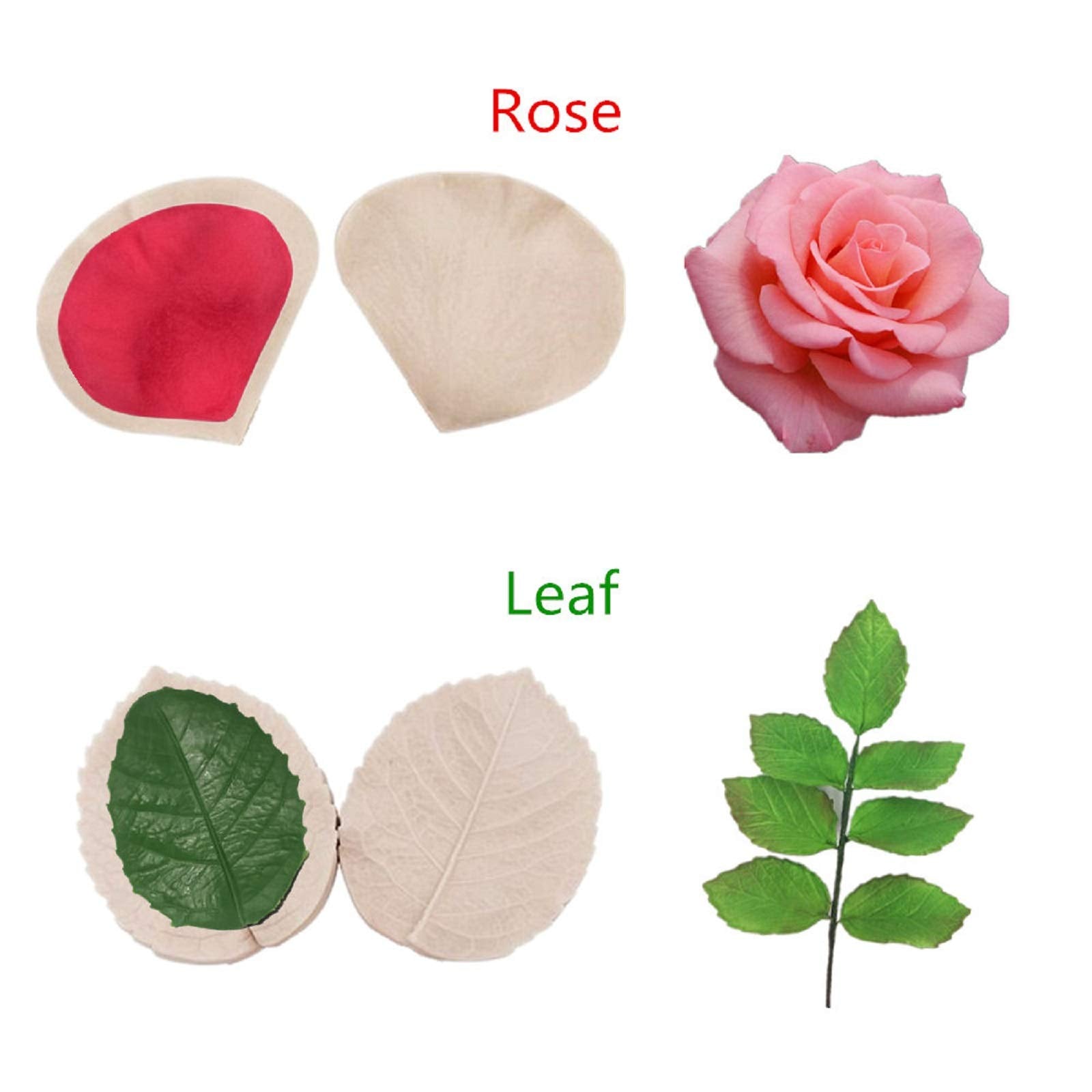 6Set Gum Paste Flowers Mold,Fondant Silicone Veining Mold,Sugarcraft Flower Making Tools For Peony Rose Lily Daisy Hydrangea Flo