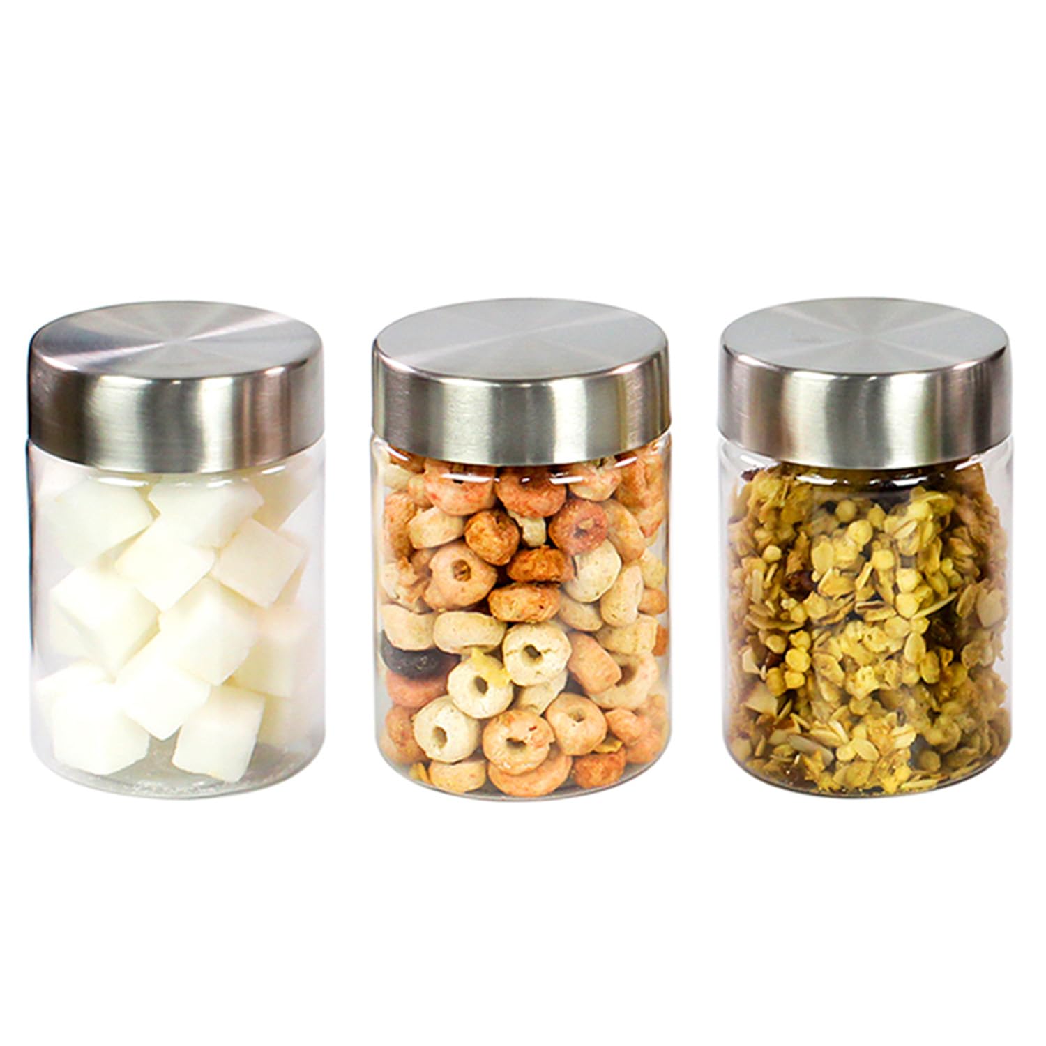 Pearlpet Plus Range Plastic Storage Jars & Containers For Kitchen |Stackable |Air Tight| Steel Cap Jar, Food Grade | BpaFree |3