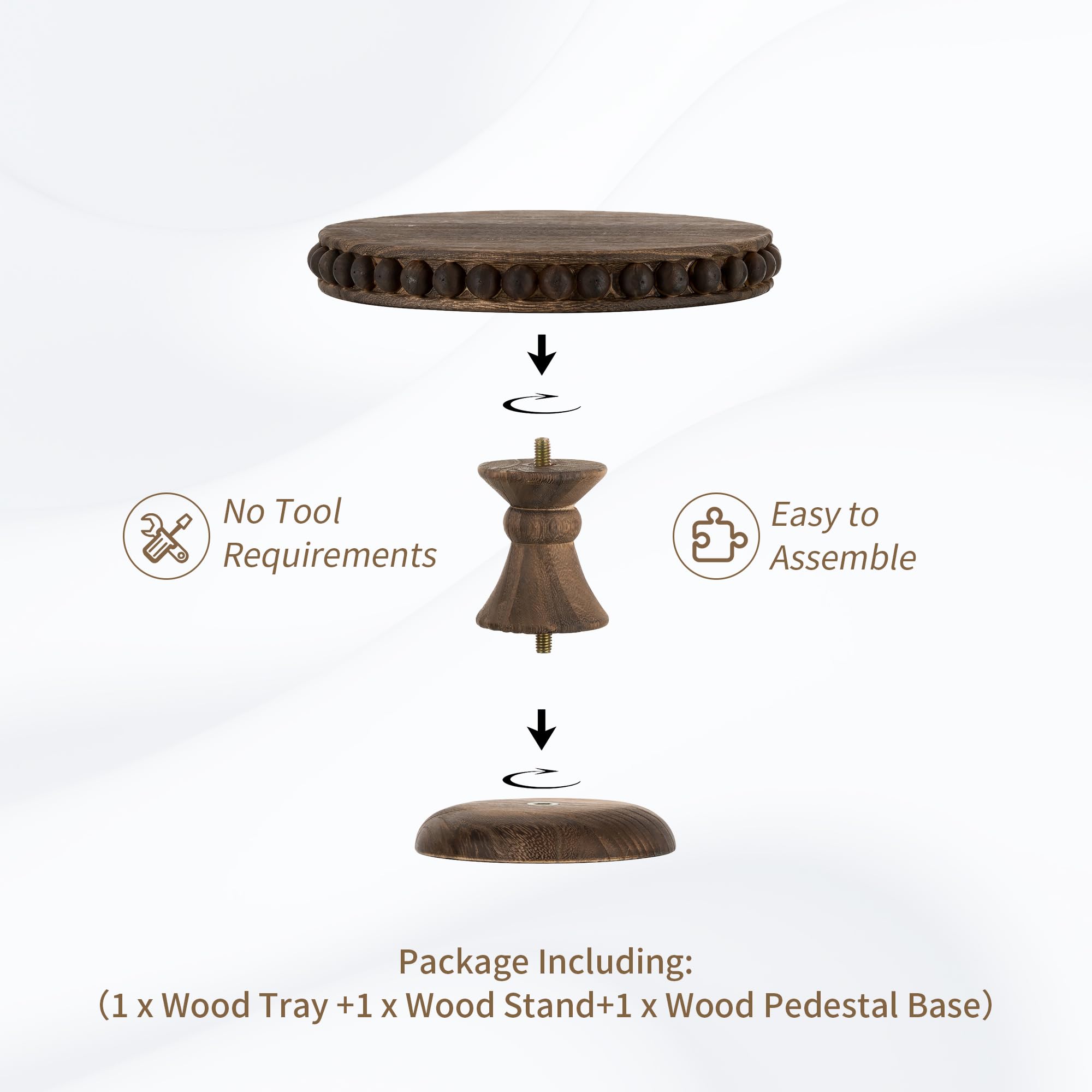 Hanobe Small Wood Cake Stand: Cupcake Pedestal Stand 8 Inch Dessert Display Riser Distressed Rustic Round Cakes Holder Tray Vint