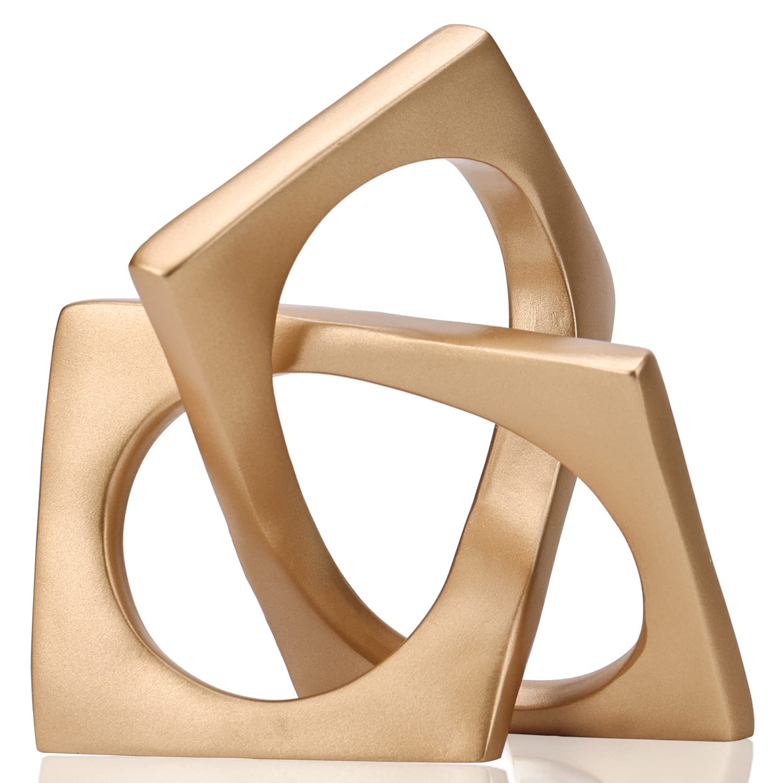 Modern Geometric Sculpture Gold Knot Statue Decor, Home Gold Bookcase Centerpiece jax Decorative, Geometric Tabletop Sculpture a