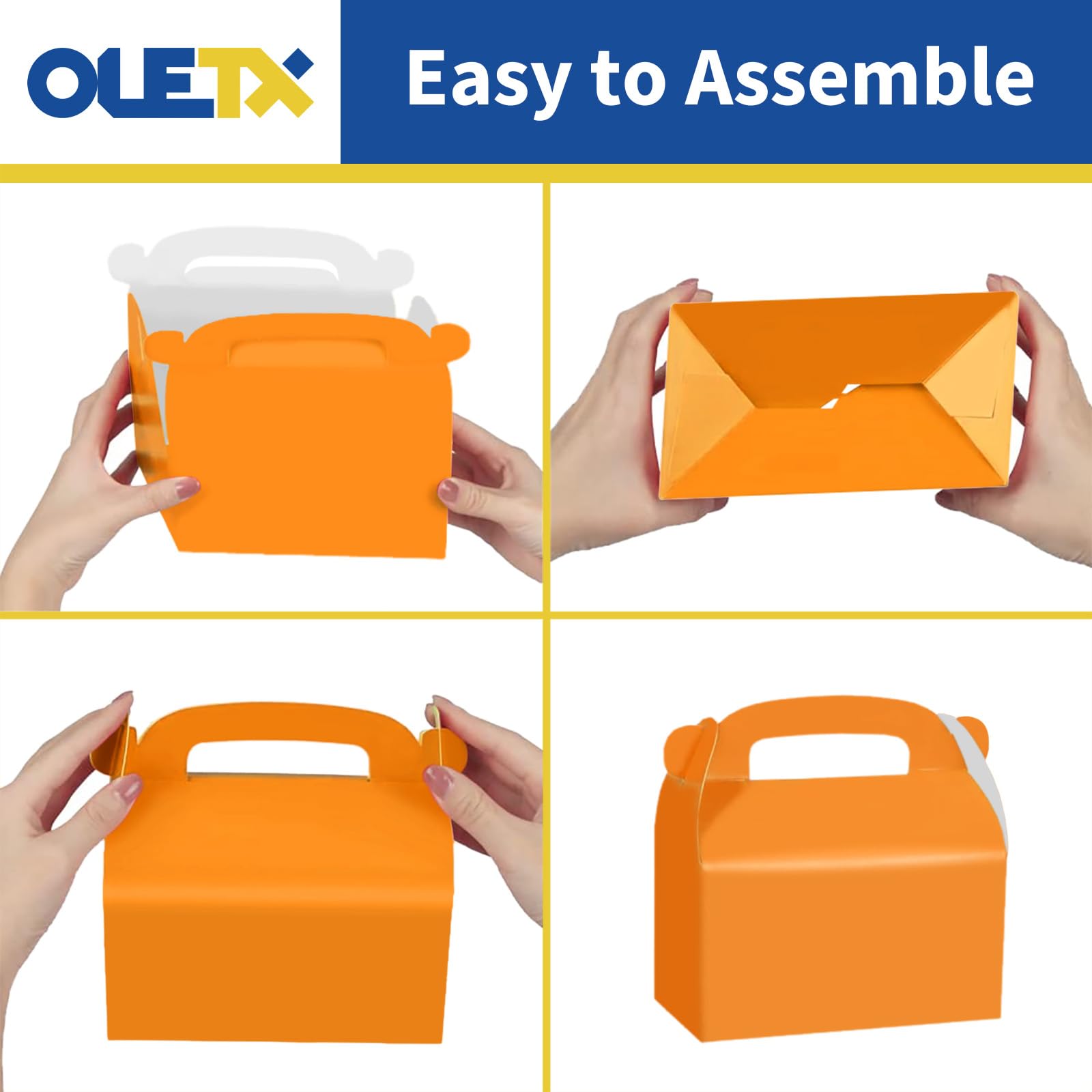 Oletx 30-Pack Orange Party Favor Treat Boxes, Goodie Boxes, Candy Box, Gable Paper Gift Boxes With Handles. Perfect For Orange C