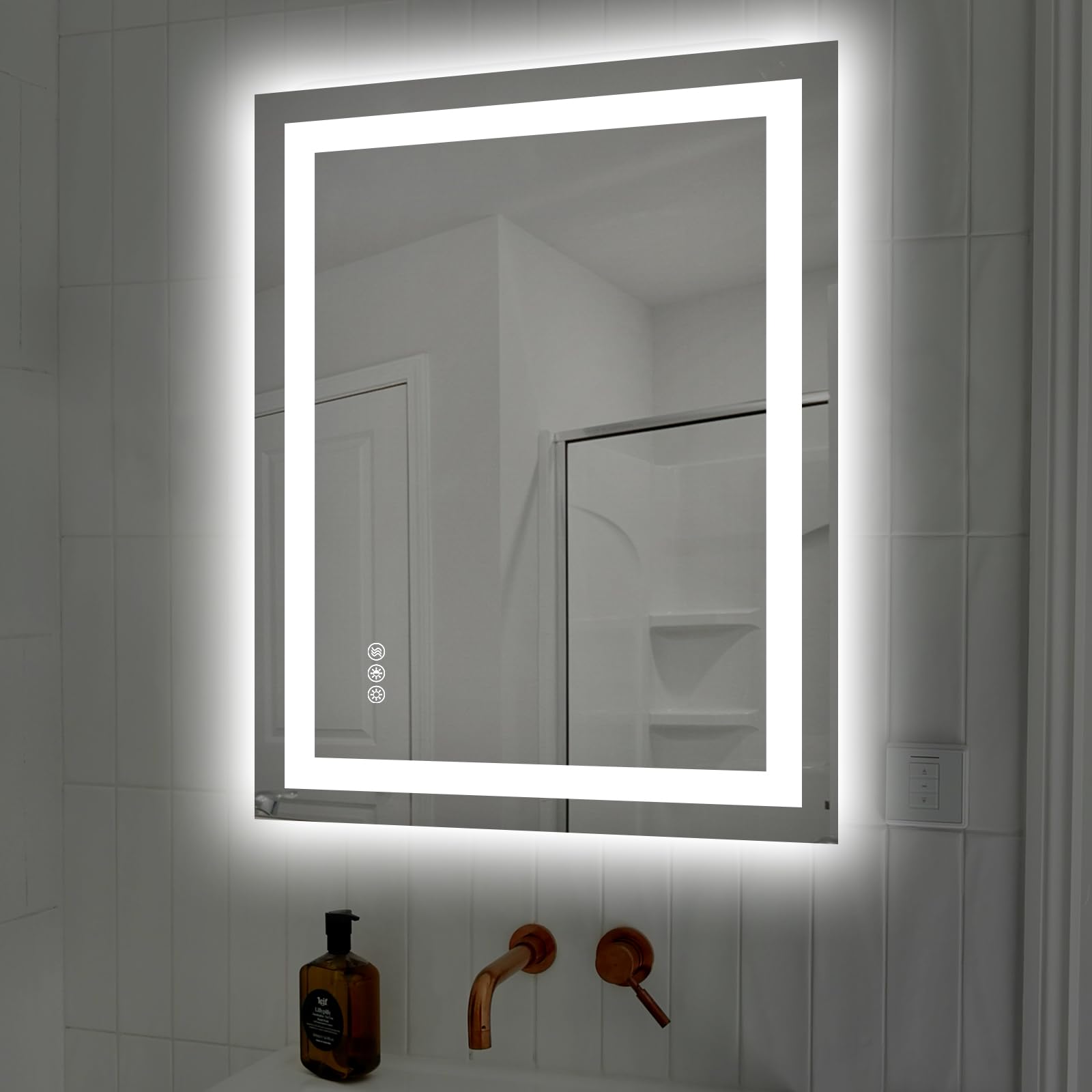 Hivone 36.1X28.1 LED Bathroom Mirror with Lights, Anti-Fog, Dimmable, Backlit + Front Lit, Smart Bathroom Vanity Mirror, Memory 