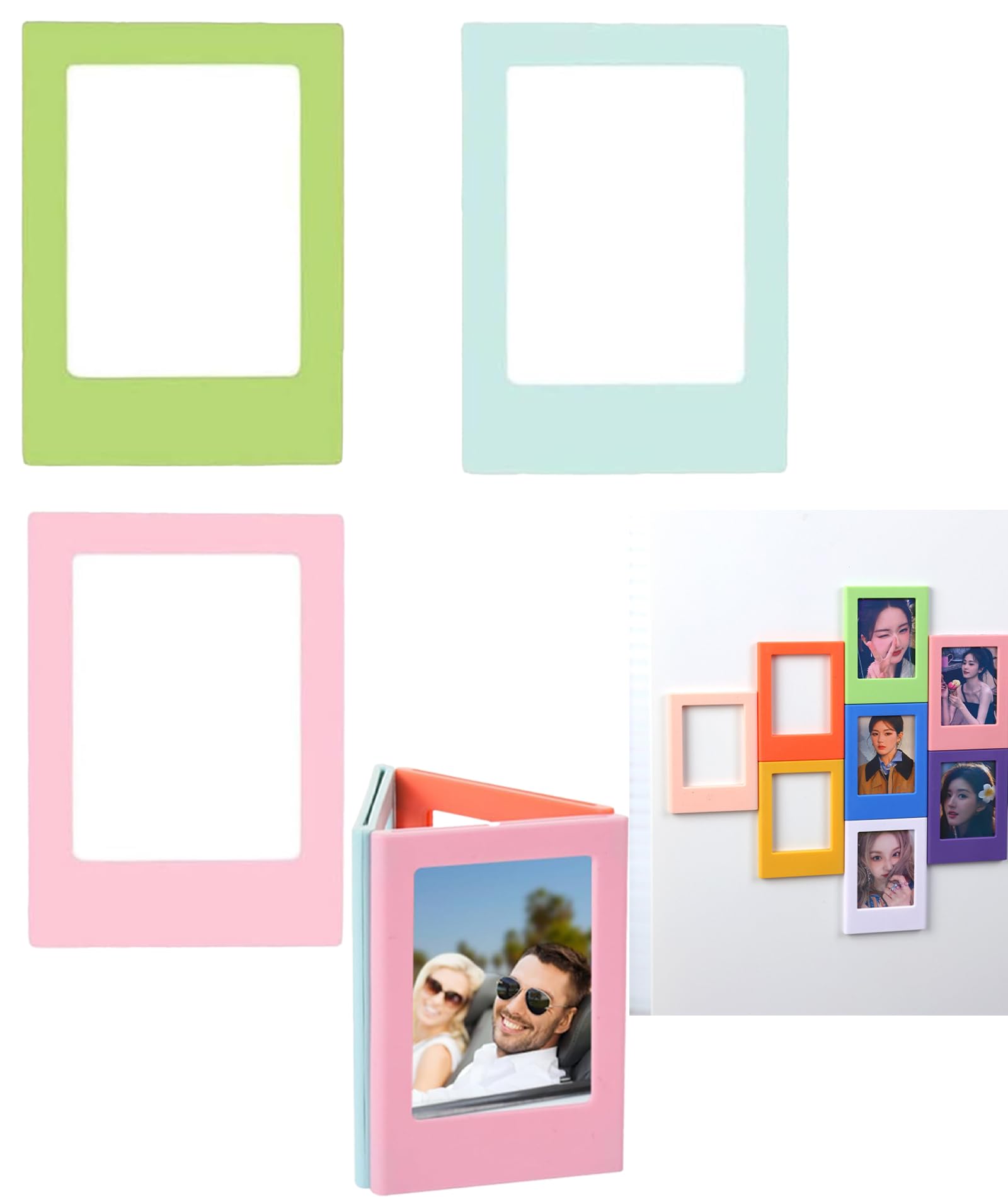 Truvart 3Pcs Fridge Magnet Photo Frame, Mini Photo Frame Set, Fridge Magnet For Home Decoration, Small Magnetic Photo Frame In P