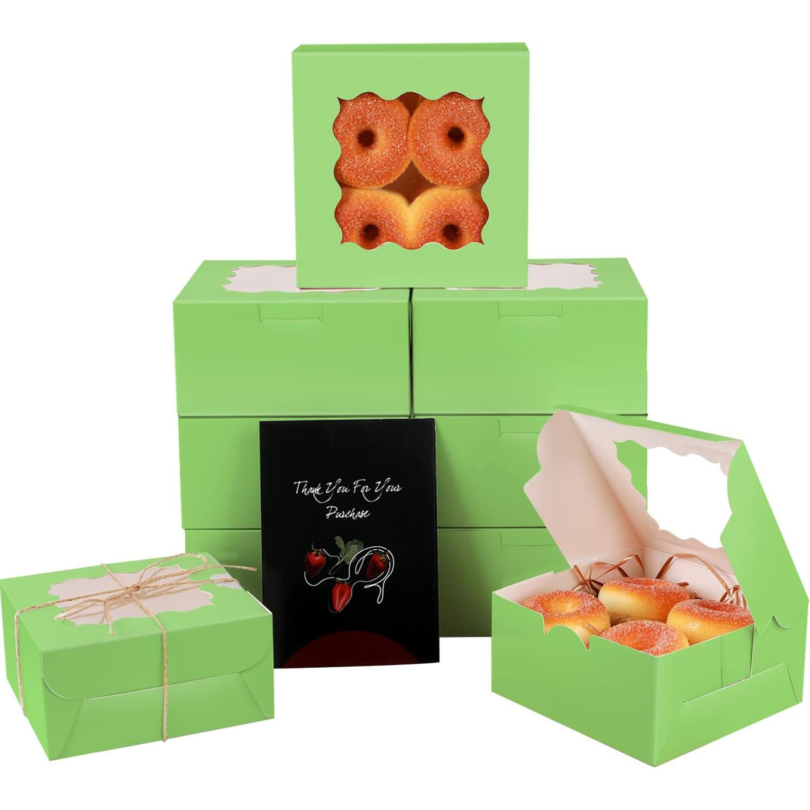 Qiqee Avocado Cookie Boxes With Window 36Packs 6X6X3 Avocado Bakery Box Pastry Box For Wedding Favor Birthday & Party