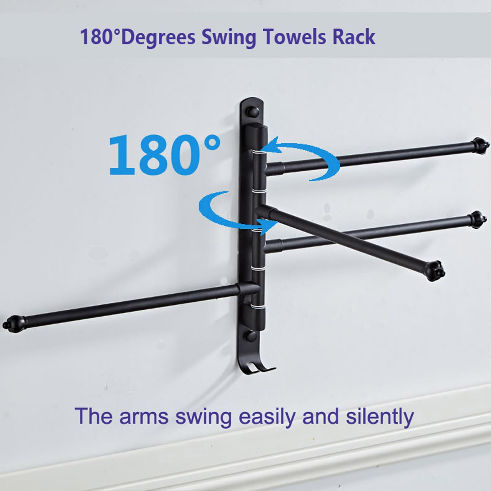 Ourvii Swivel Towel Rack 4 Tier Face Towel Bar 12 Inch Bathroom Door Towel Rack Drying Rack For Towels Socks Wall Towel Racks (S