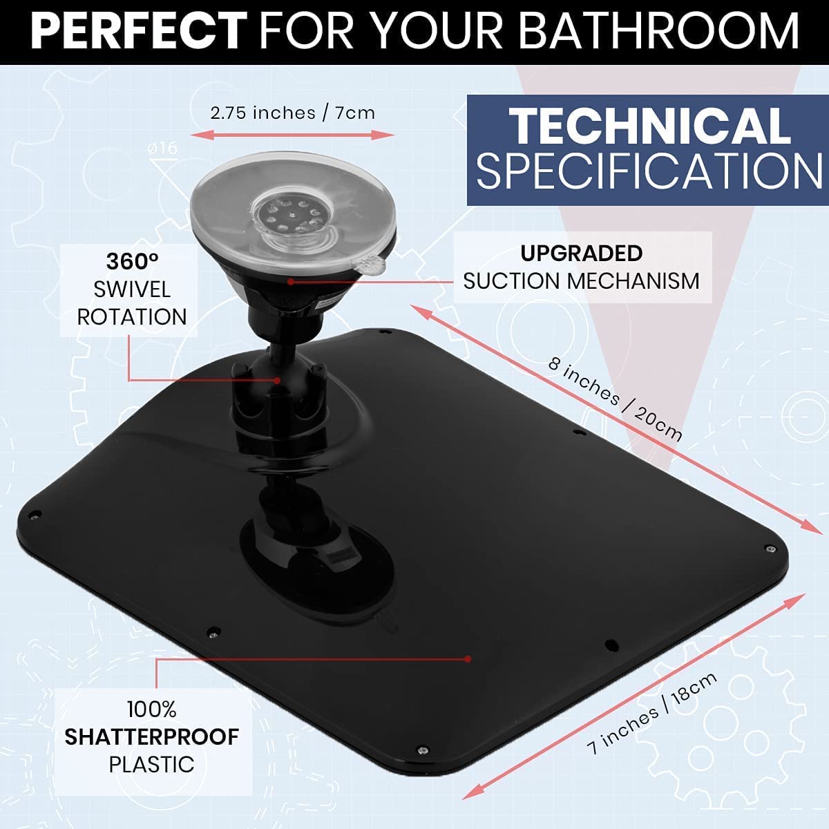 MIRRORVANA Fogless Shower Mirror for Shaving with Razor Holder and Dual Anti Fog Design - Upgraded 360