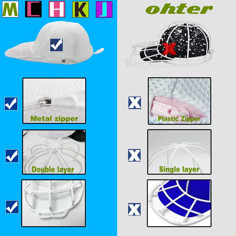 Mchkj 3 Pack Hat Washer For Washing Machine - Hat Cage For Washing, Hat Laundry Wash Bags For Baseball Caps, Hat Cleaner For Was