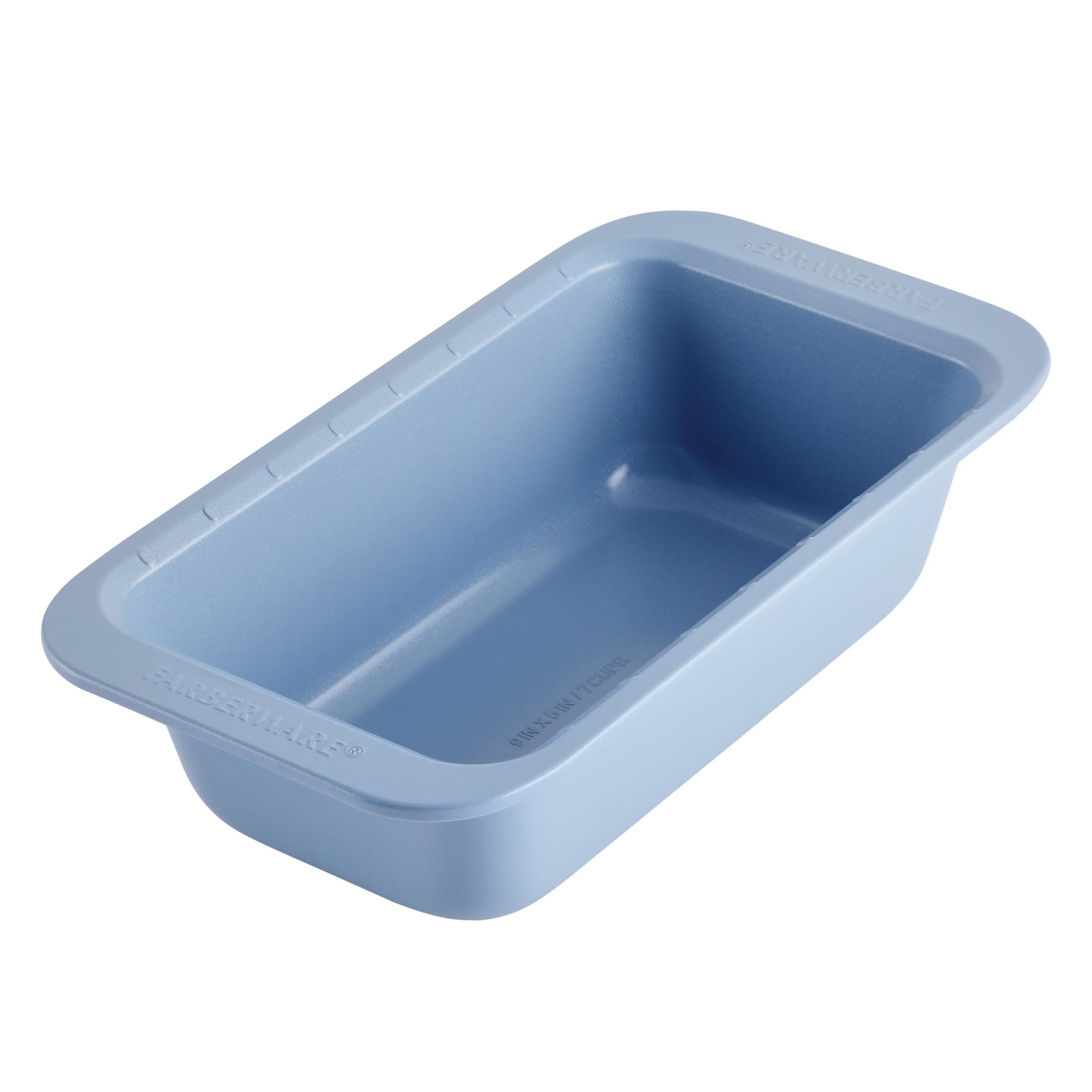 Farberware Easy Solutions Nonstick Bakeware Meatloaf/Loaf Baking Pan, 9 Inch X 5 Inch With Portion Marks - Blue