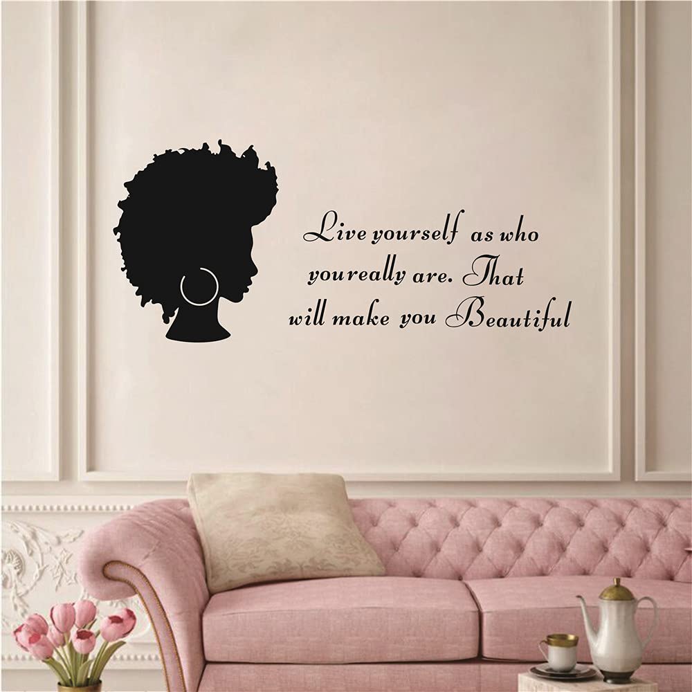 Home Decal African Woman Wall Sticker Quotes Inspirational Beautiful Words Black Women Wall Decor For Living Room Girl Rooom Bea