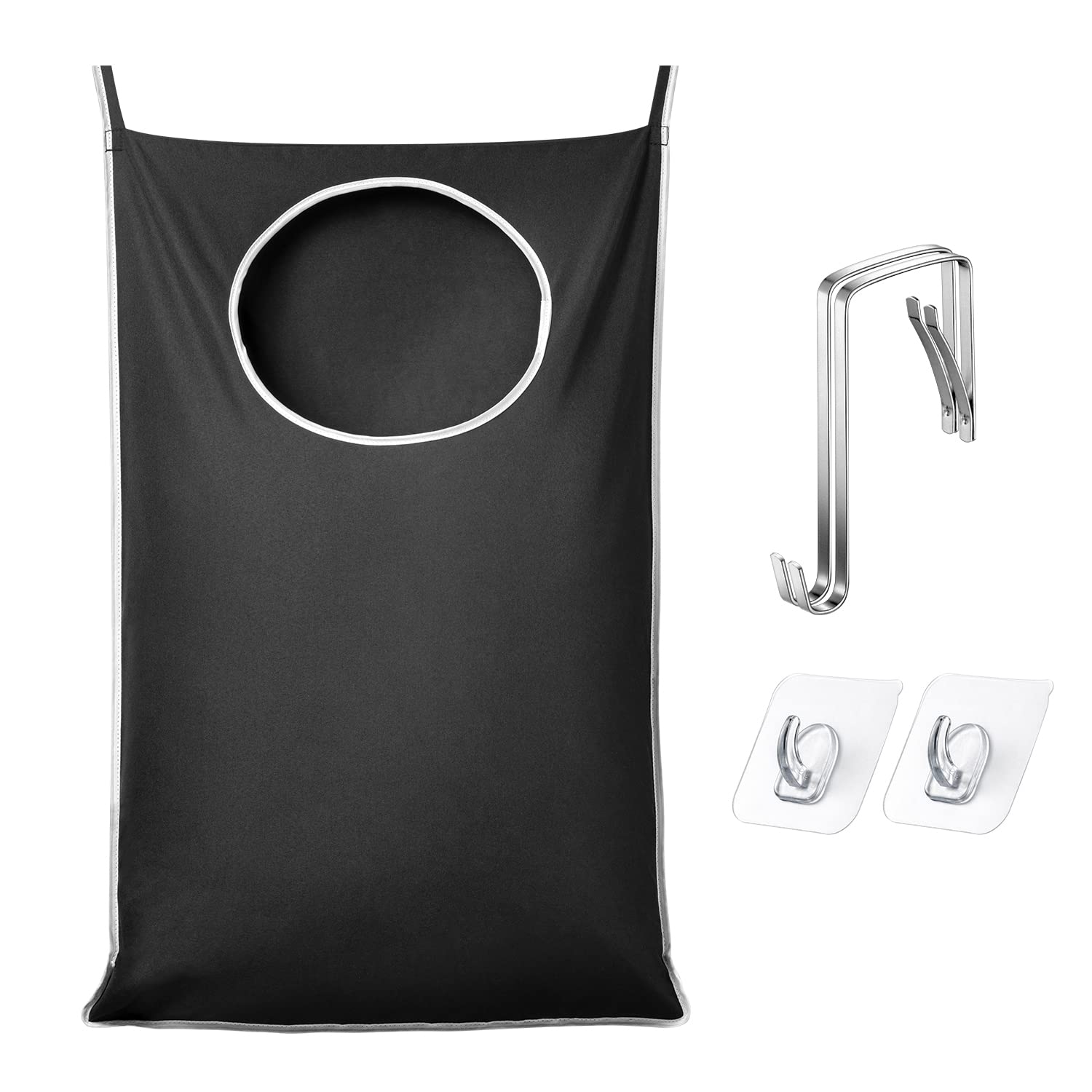 Keepjoy Xl Black Door Hanging Laundry Hamper,Xl Hanging Hamper Bag With Large Opening And 2 Strong Hooks For Whole Family Dirty
