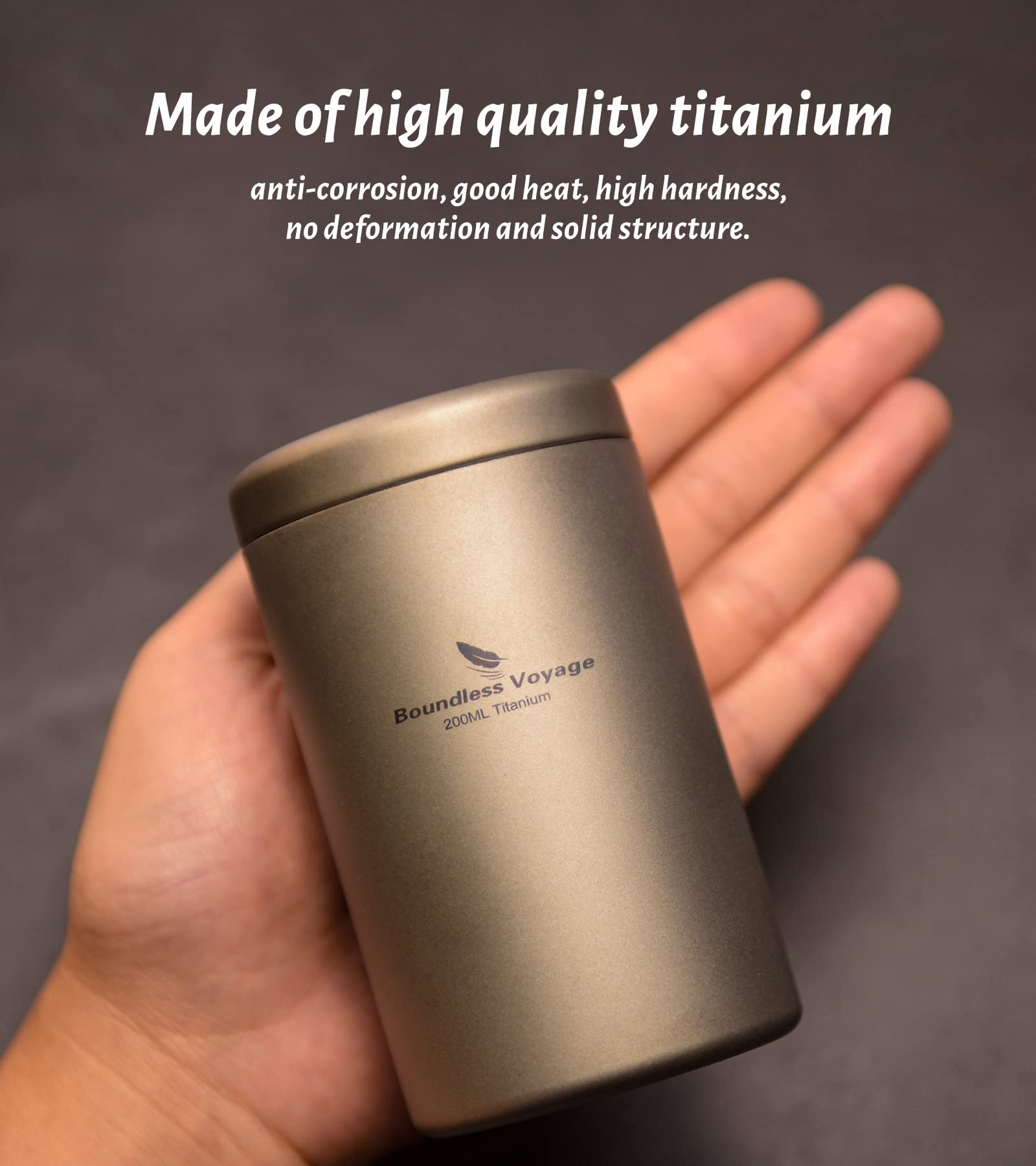 Boundless Voyage Titanium Small Tin Can Box Canister Tea Tins Coffee Tins Food Storage Container for Herb  Candy  Chocolate  Sugar  Spices  Beans 200ml Ti3210D