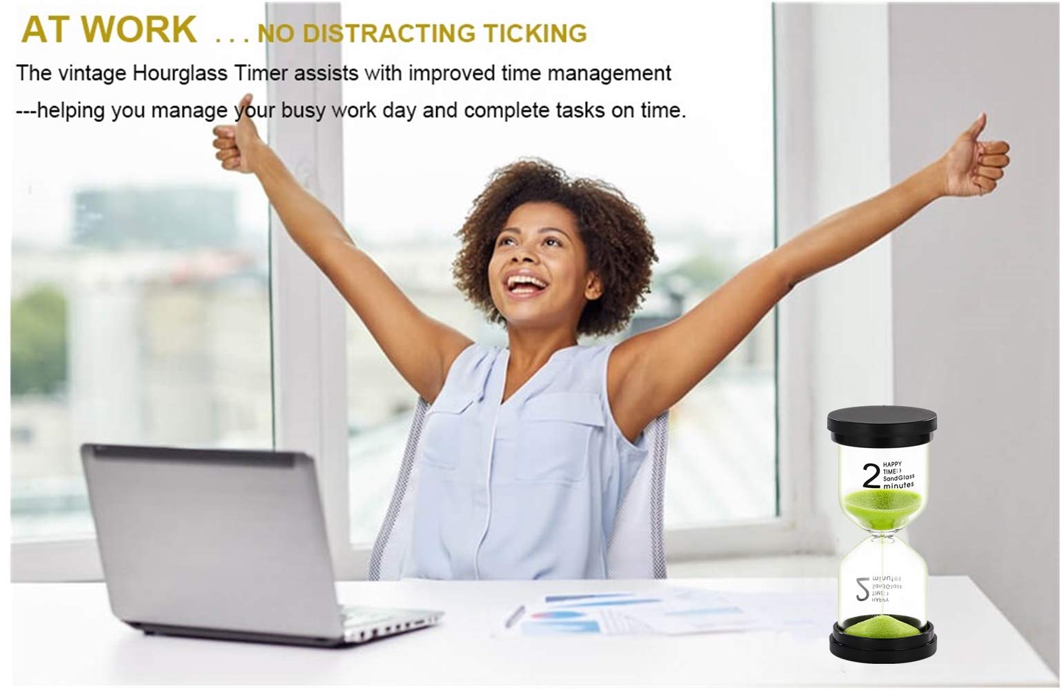 Suliao Hourglass 2 Minute Sand Timer: Plastic Green Sand Watch 2 Min, Large Reloj De Arena Two Minutos, Colorful Hour Glass Sand