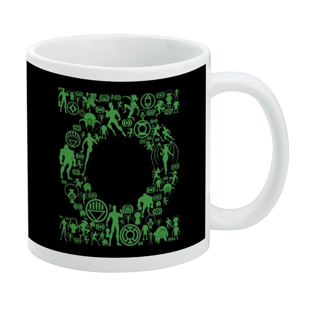 Green Lantern Green Lantern Icons Logo Ceramic Coffee Mug, Novelty Gift Mugs For Coffee, Tea And Hot Drinks, 11Oz, White